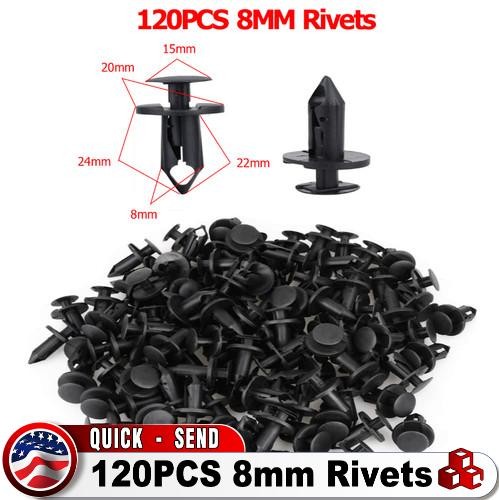 120PCS 8mm Bumper Clips Retainer Plastic Rivets Fastener Fender Push FOR Toyota