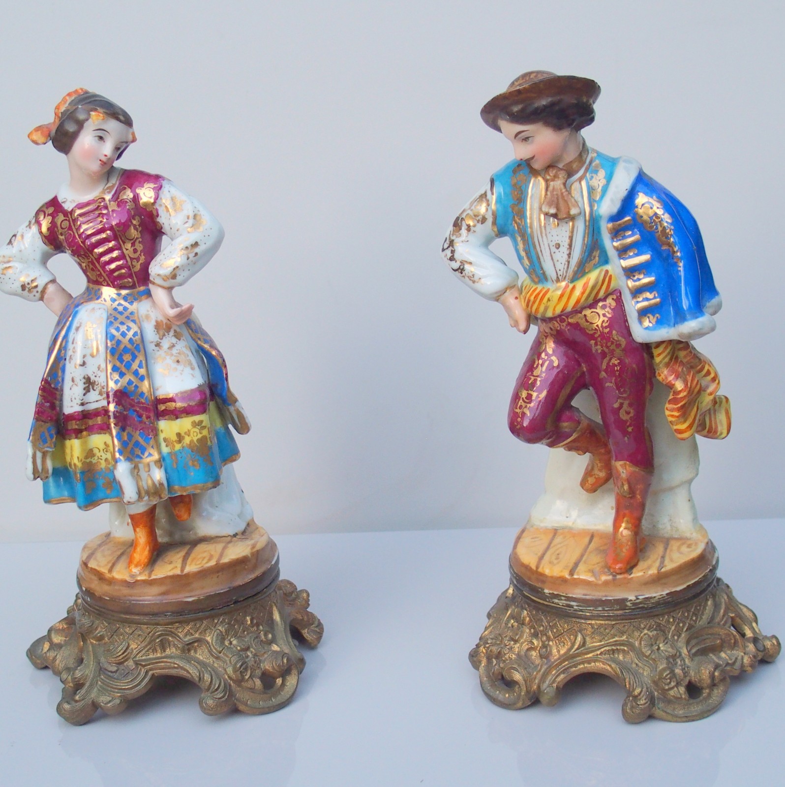 Antique Porcelain Figurines JACOB PETIT Dresden Rudolstadt Volkstedt ORMOLU GOLD