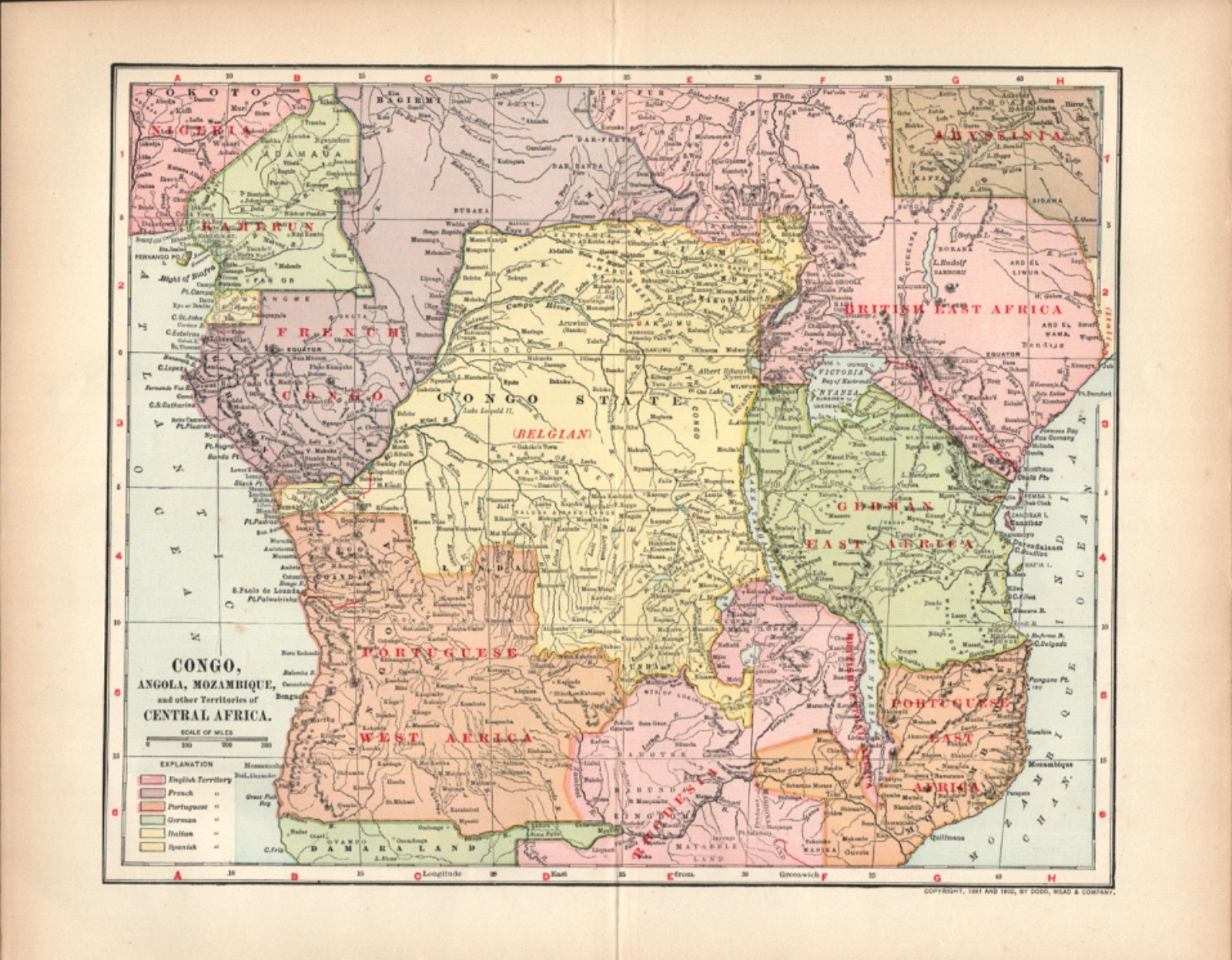 1902 CONGO, ANGOLA and MOZAMBIQUE antique 10\