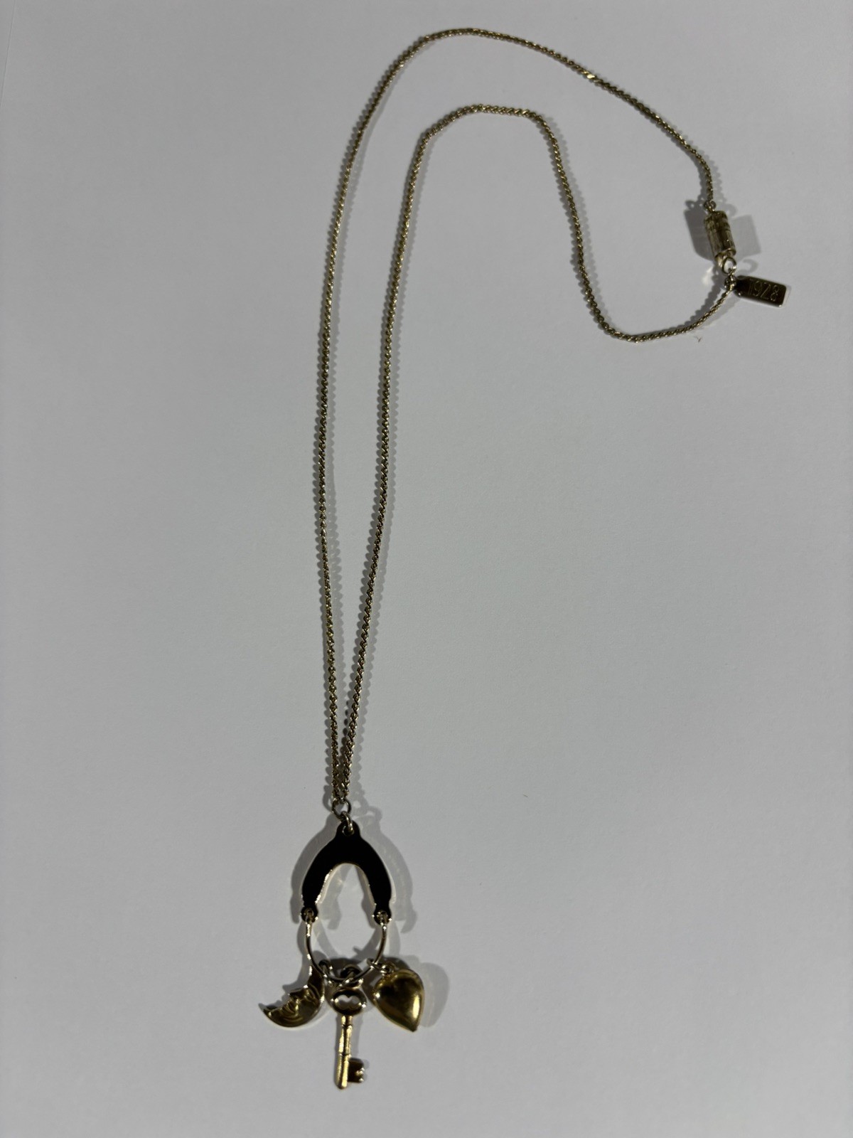 1928 Jewelry Co Vintage Gold Tone Heart Moon Key Charm Necklace 