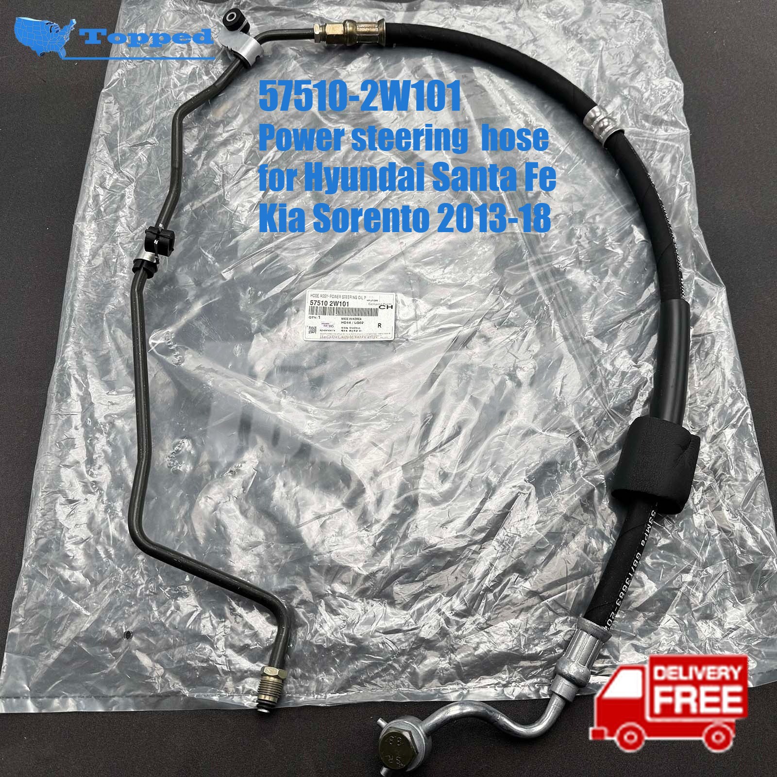 57510-2W101 Power Steering Hose Assembly for Hyundai Santa Fe Kia Sorento 13-18