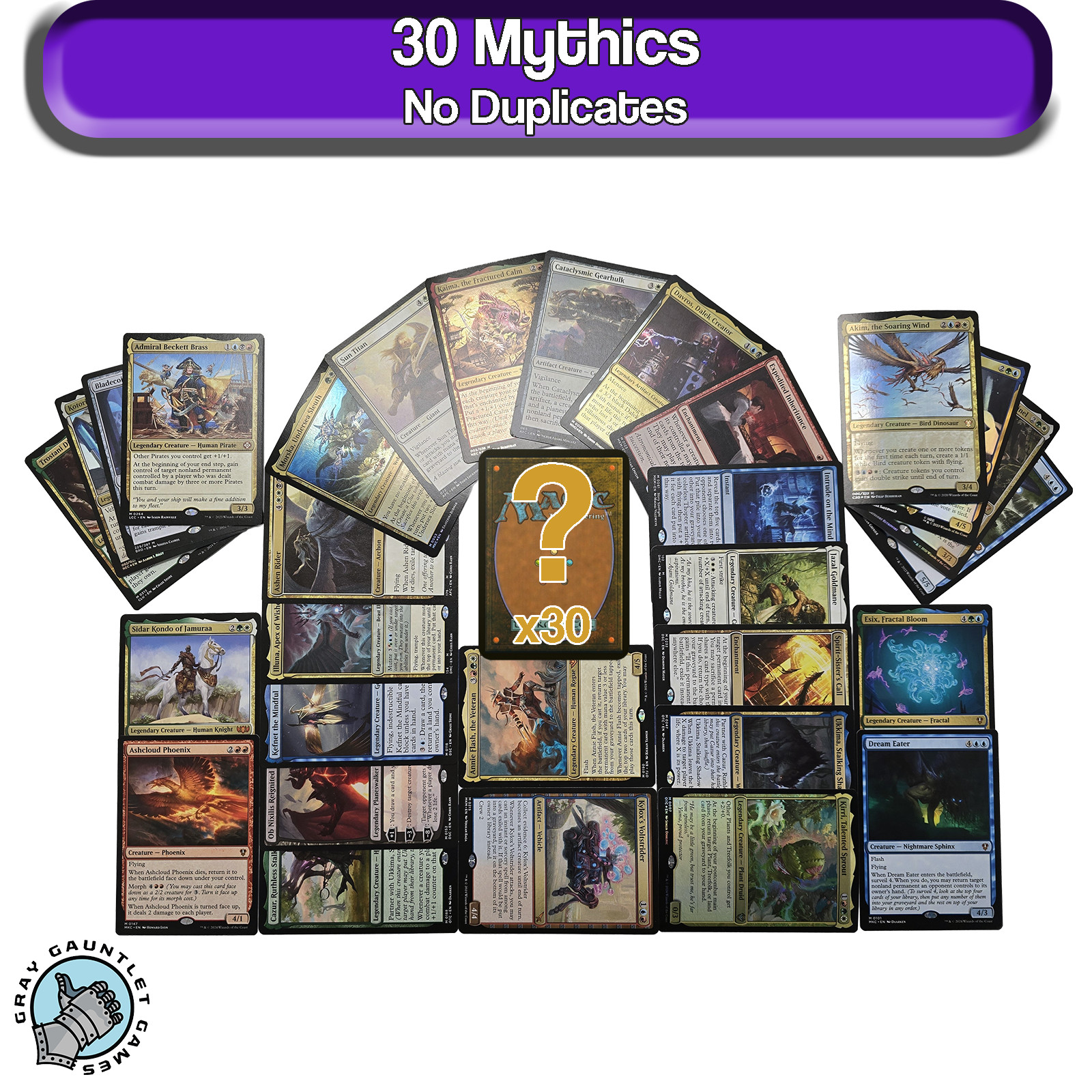 MYTHICS Collection Lot of 30 MTG Magic The Gathering All Mythic Rare Cards Only