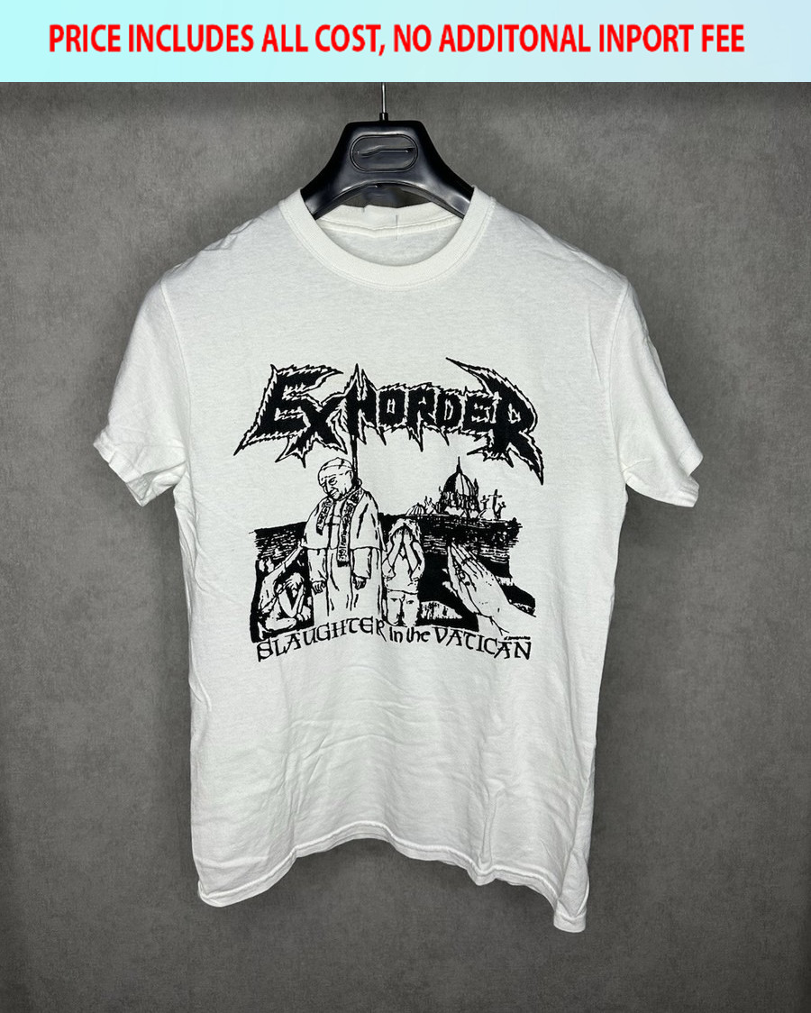 Vtg Exhorder Band Slaughter In The Vatican Cotton White S-5XL Shirt XS236