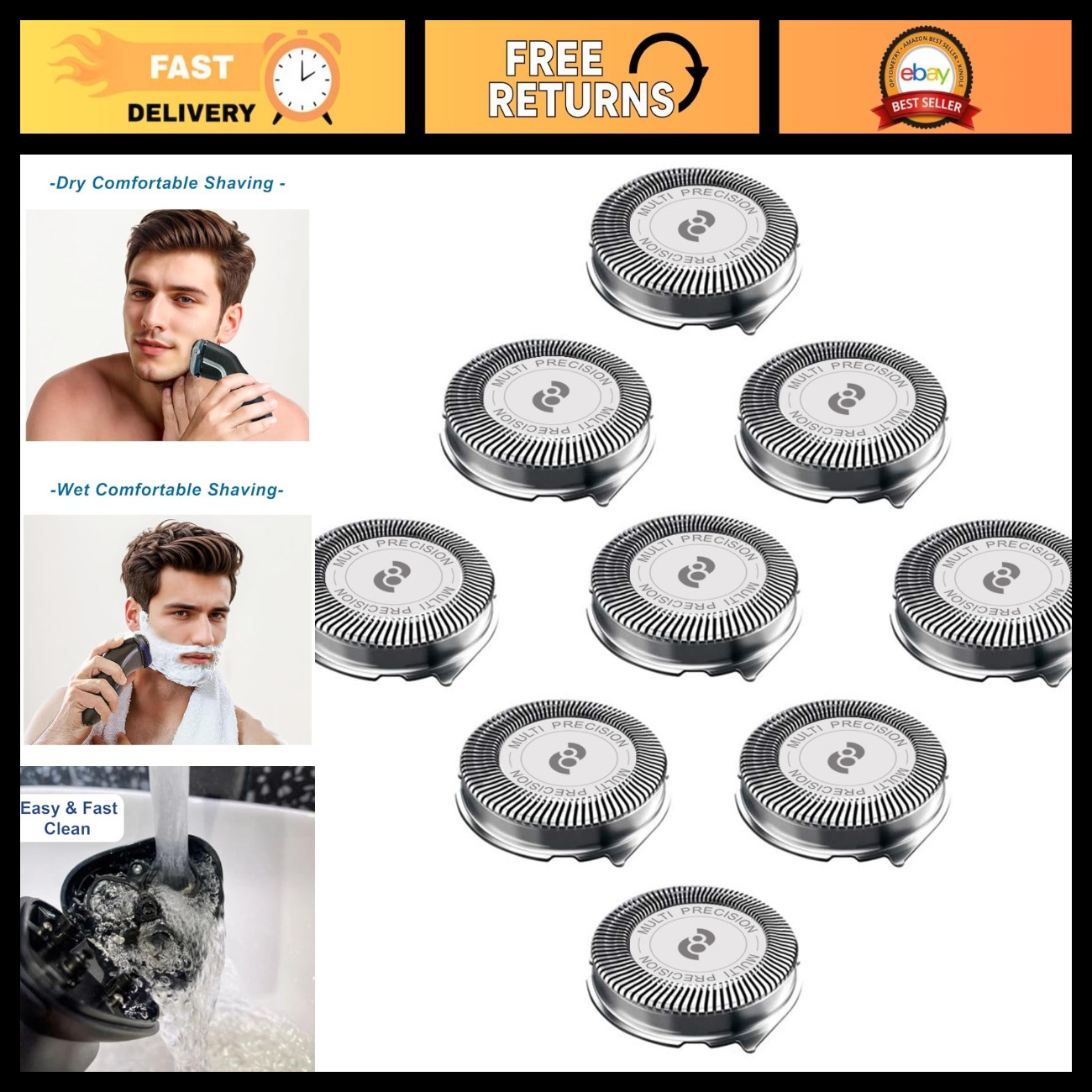 Replacement Shaver Heads for Philips Norelco Aquatec, 9 PCS, Compatible Parts Replacement Shaver Heads for Philips Norelco Aquatec, 9 PCS, Compatible Parts