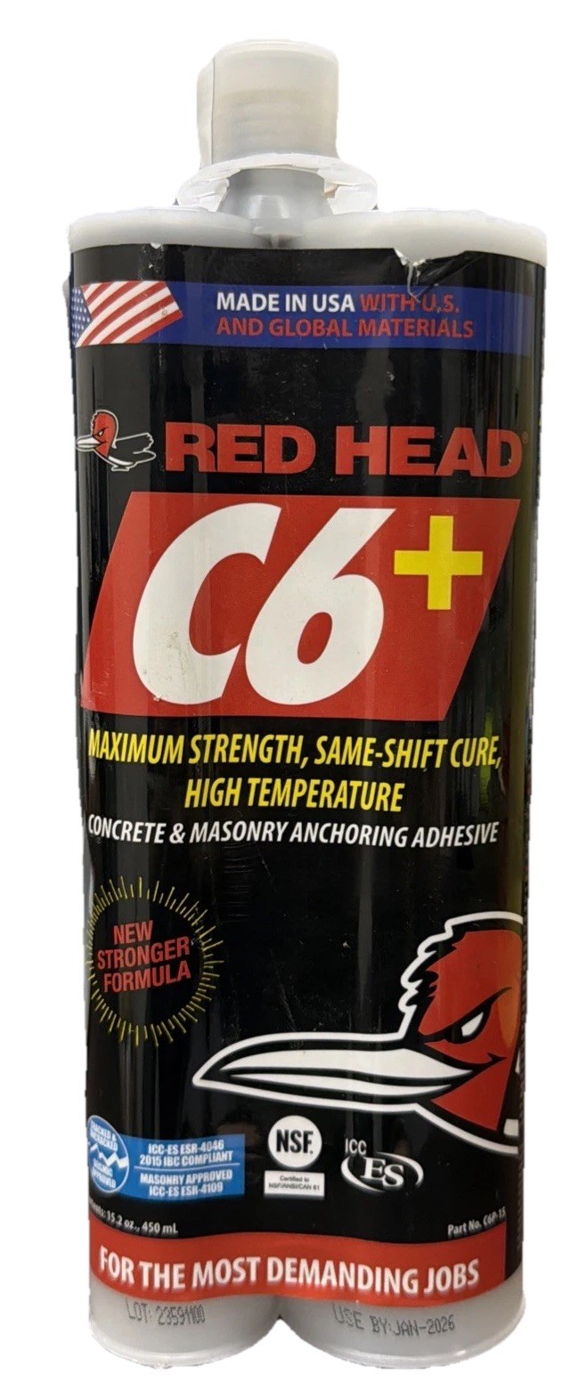 Red Head C6p-15 Epoxy 14.38 Oz Container Size Cartridge W/ Mixing Nozzle 11/2025 Red Head C6p-15 Epoxy 14.38 Oz Container Size Cartridge W/ Mixing Nozzle 11/2025