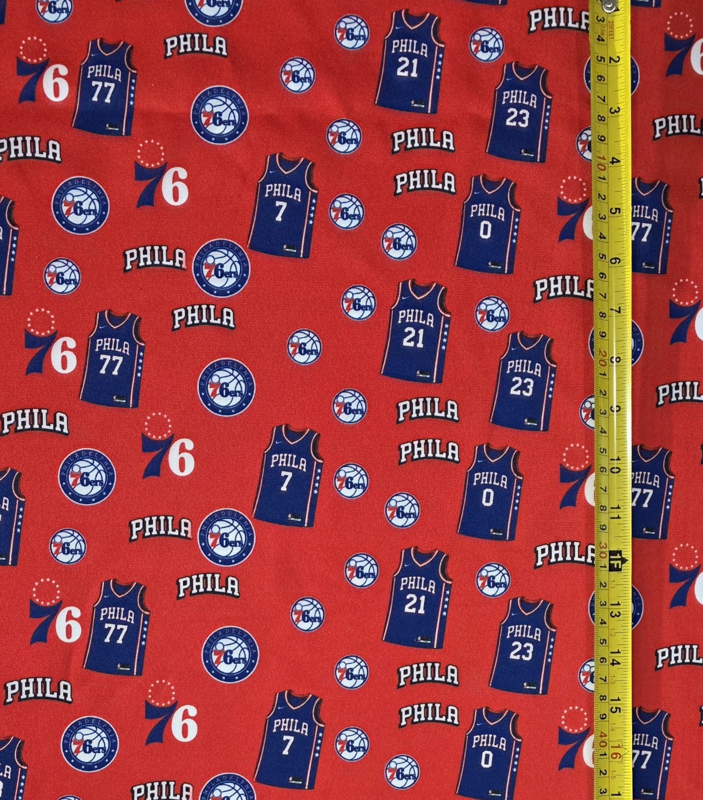 PHILA 76ERS RED FABRIC ( HALF-YARD AND 1-YARD SELECTIONS )