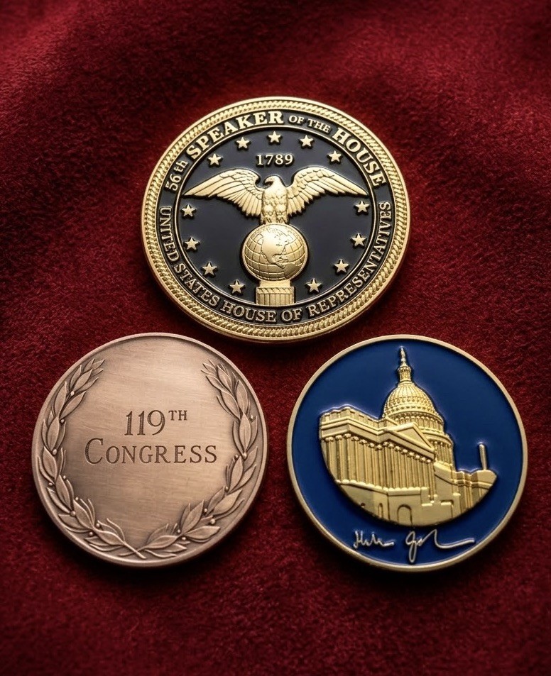 Rare Authentic 119th Congress Speaker Mike Johnson & Jeffries Challenge Coin Set