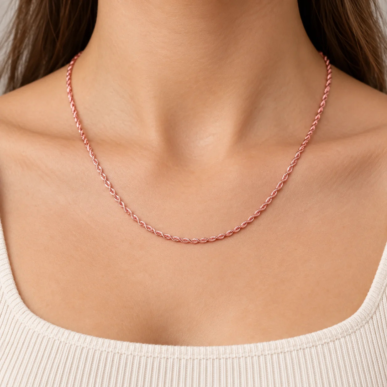 2.3mm Rope Chain Necklace in 14K Rose Gold 2.3mm Rope Chain Necklace in 14K Rose Gold