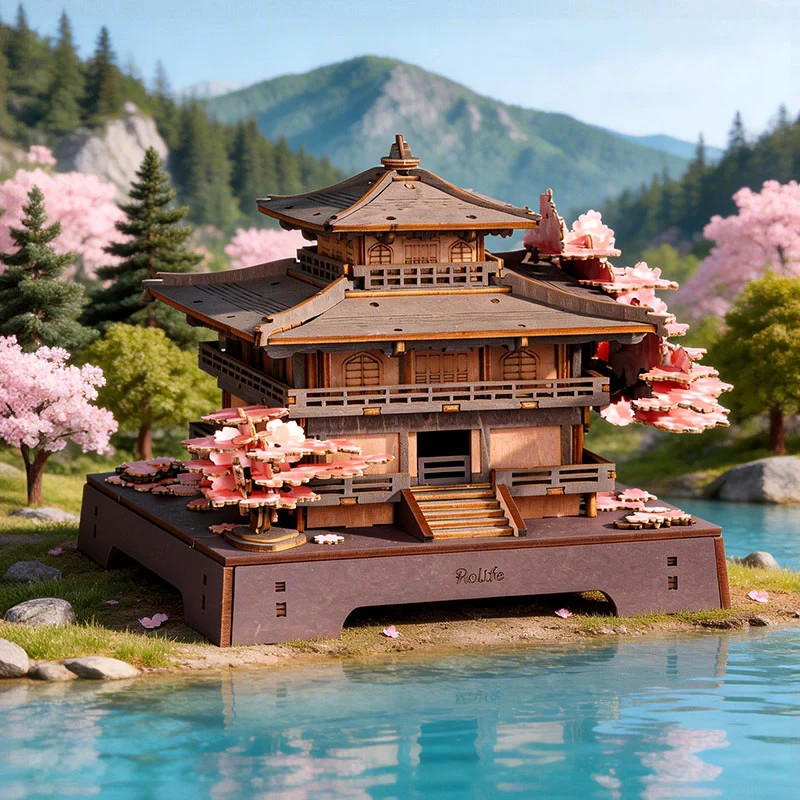Rolife 3D Wooden Puzzle Sakura Pavilion DIY Building Model For Kits Adult Gifts
