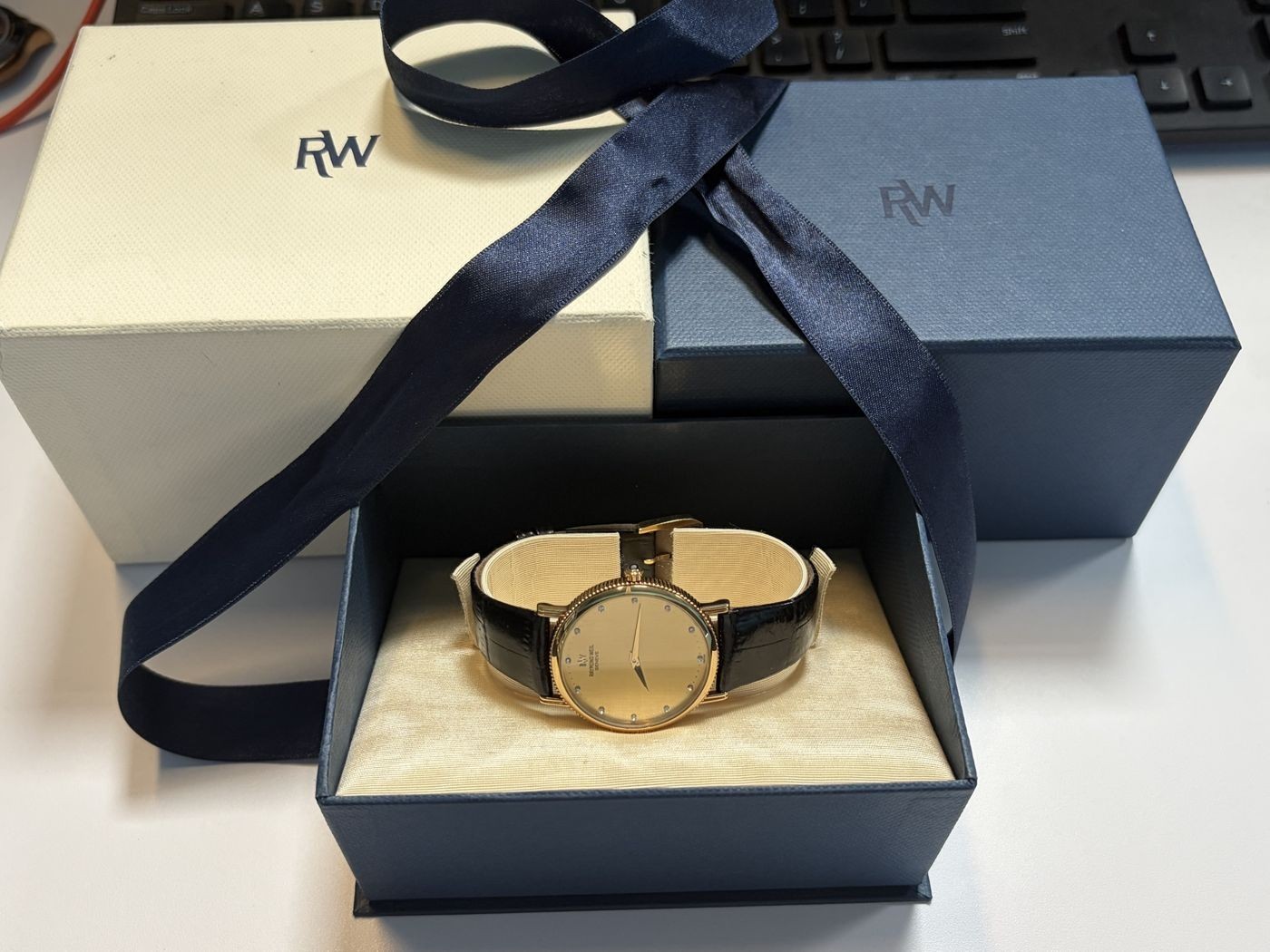 Raymond Weil Geneve Model 5536 18K Gold Electroplated Watch, Diamond Markers