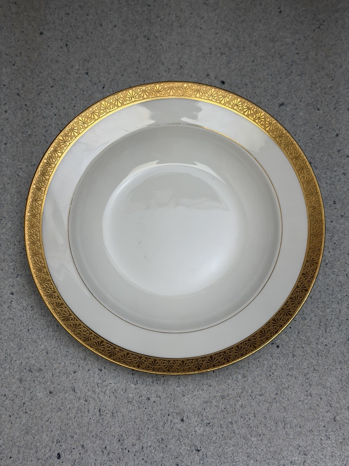Antique UC Limoges France Rimmed Soup Bowl Plate Gold Encrusted Filigree MF&Co Antique UC Limoges France Rimmed Soup Bowl Plate Gold Encrusted Filigree MF&Co
