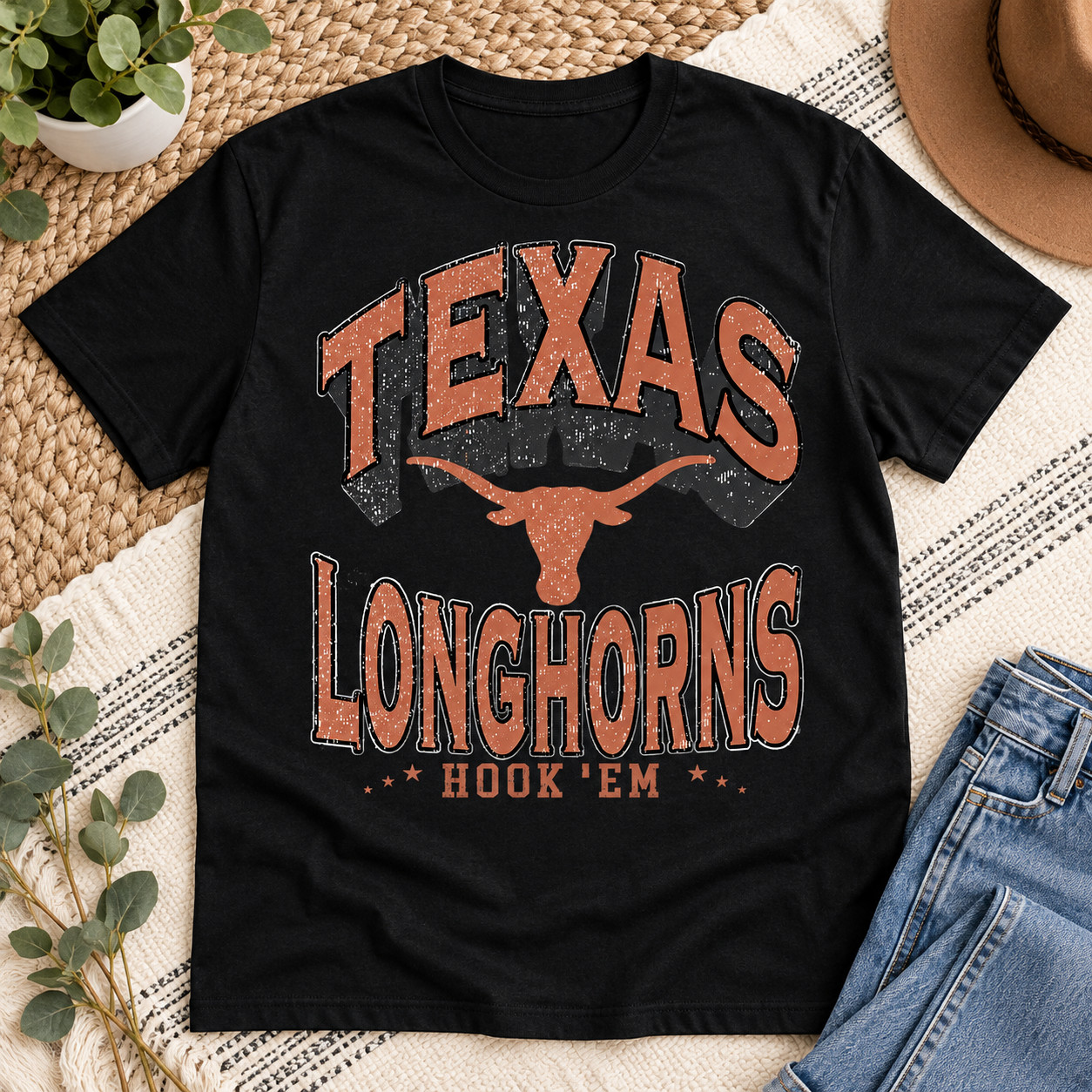 Texas Football Shirt Vintage Game Day Unisex Graphic Top Cotton