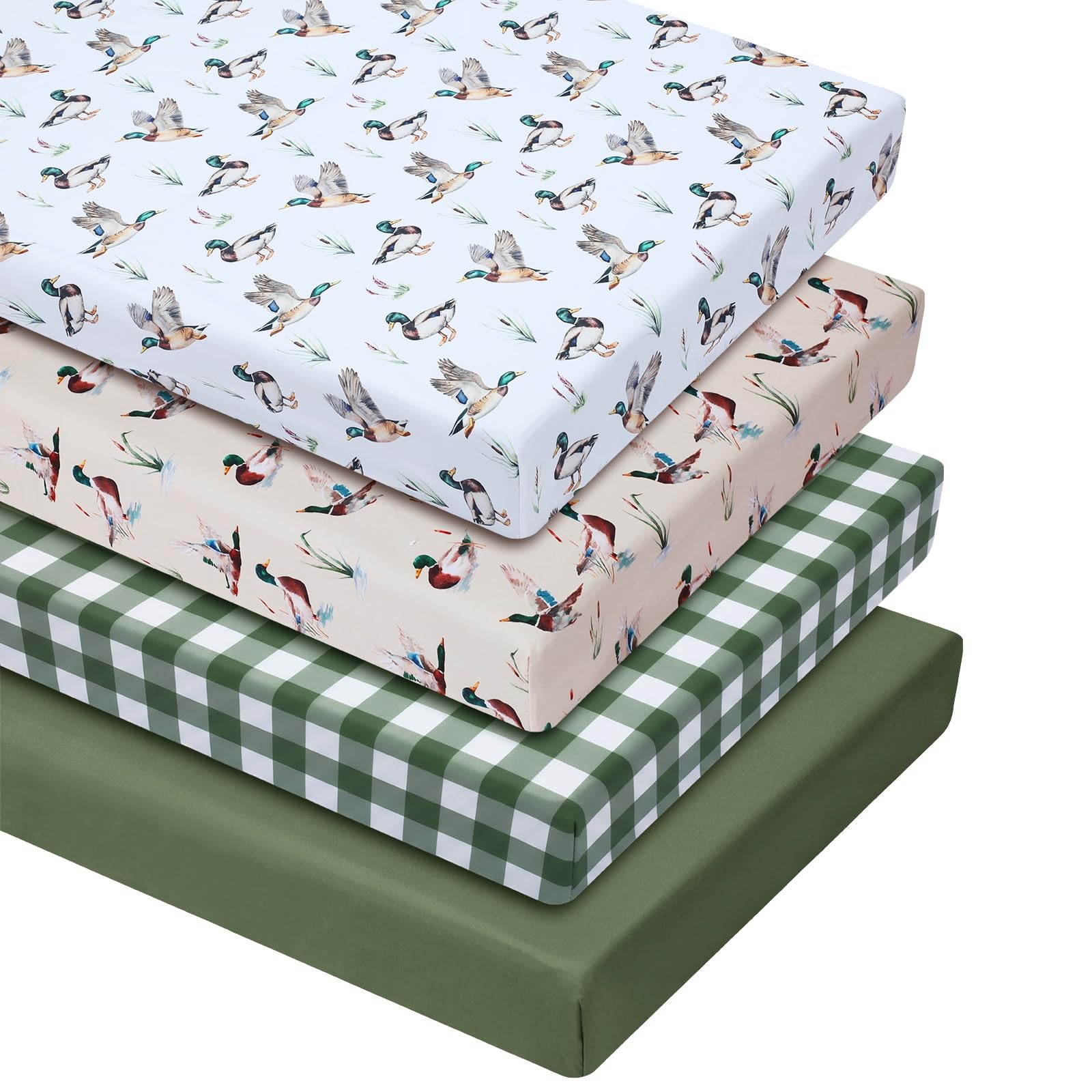 VitalCozy 4 Pcs Mallard Duck Crib Sheet Set Newborn Bedding Nursery Baby Sheets VitalCozy 4 Pcs Mallard Duck Crib Sheet Set Newborn Bedding Nursery Baby Sheets