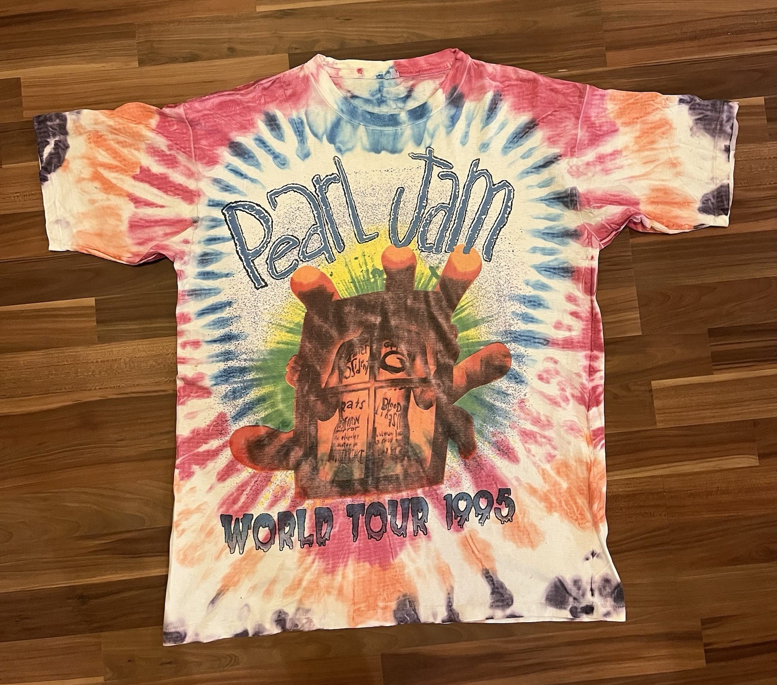 Vintage 1995 Pearl Jam World Tour Tie Dye Shirt Size XXL Single Stitch Grunge