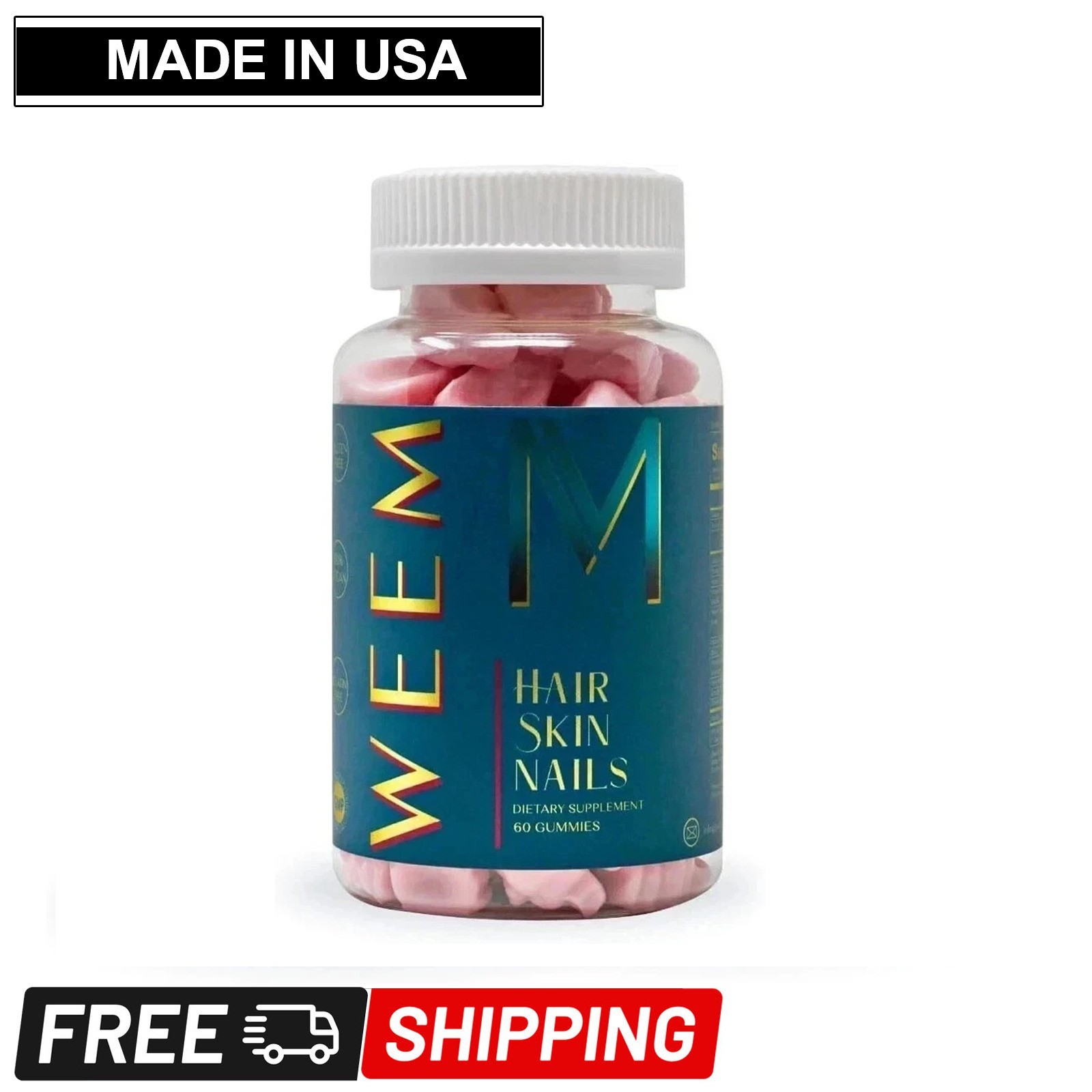 WEEM Hair Skin and Nails Gummies Vitamins Healthy Hair Gummy Vegan Biotin