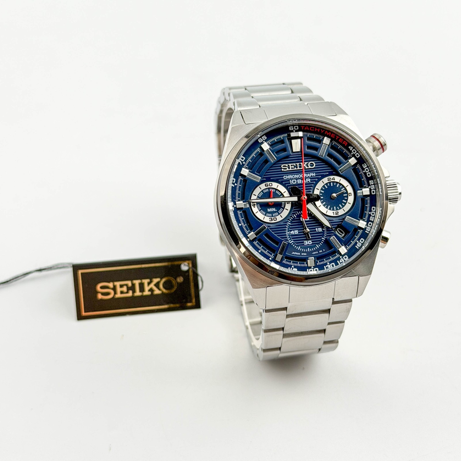 Seiko Essentials SSB407 Men\'s Chronograph Quartz Blue Dial Stainless Steel Watch