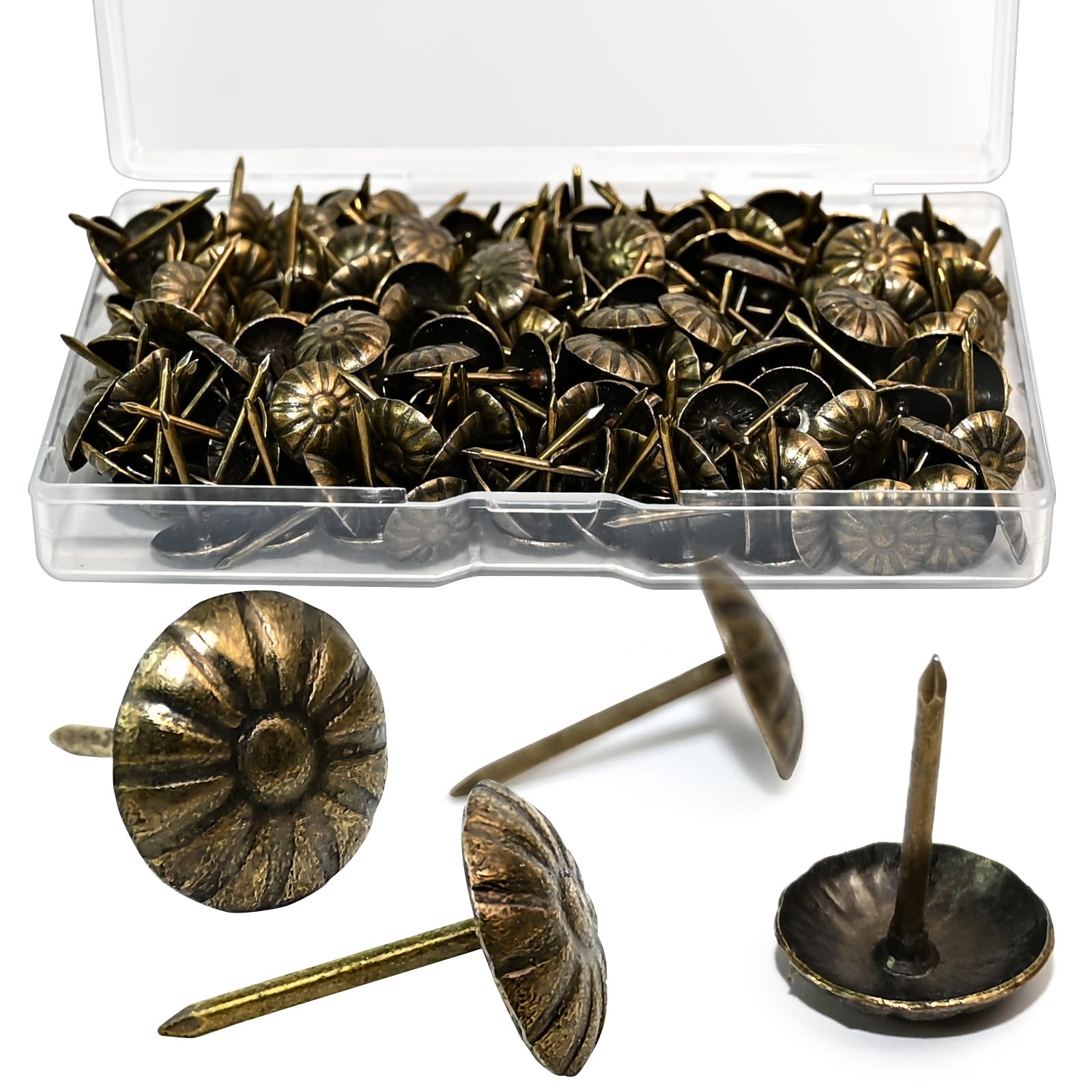 200PCS Antique Upholstery Tacks Decorative Furniture Nails (Boxed)