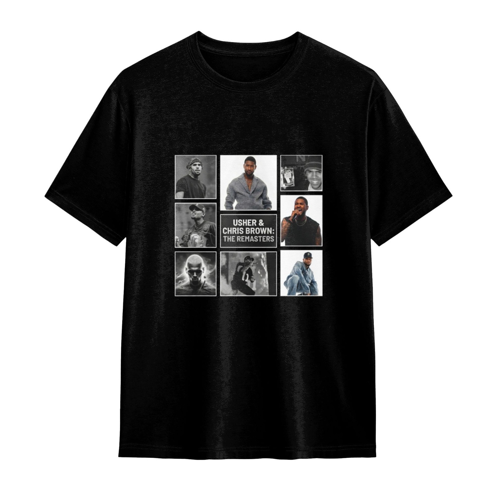 Usher & Chris Brown The Remasters Collage T-Shirt R&B Hip Hop Concert Fan Tee