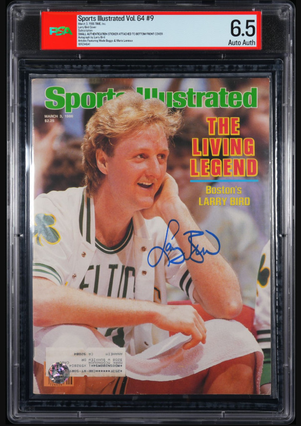 1986 Larry Bird Signed Sports Illustrated Magazine PSA 6.5 DNA Certified HOF