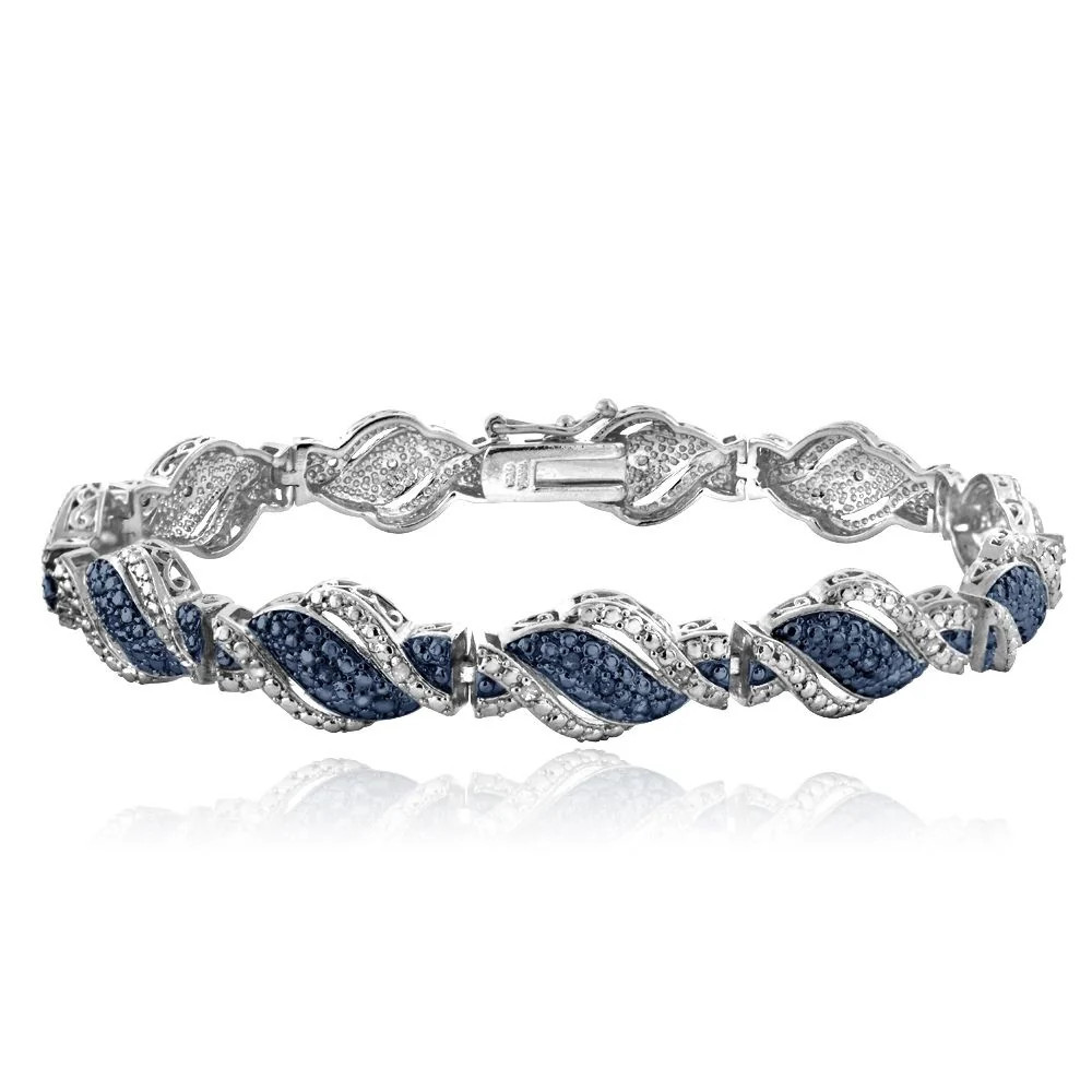 1/4 Ct Blue & White Diamond Twist Bracelet 1/4 Ct Blue & White Diamond Twist Bracelet