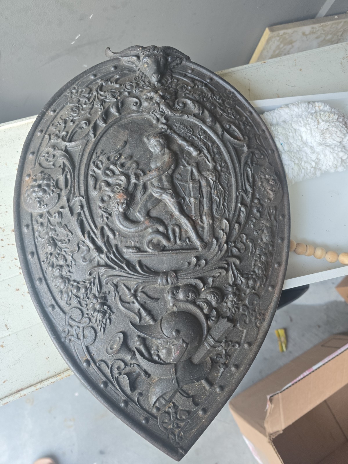 Antique German Musterschutz Cast Iron Wall Shield - 5201 - Samson Tearing Lion Antique German Musterschutz Cast Iron Wall Shield - 5201 - Samson Tearing Lion