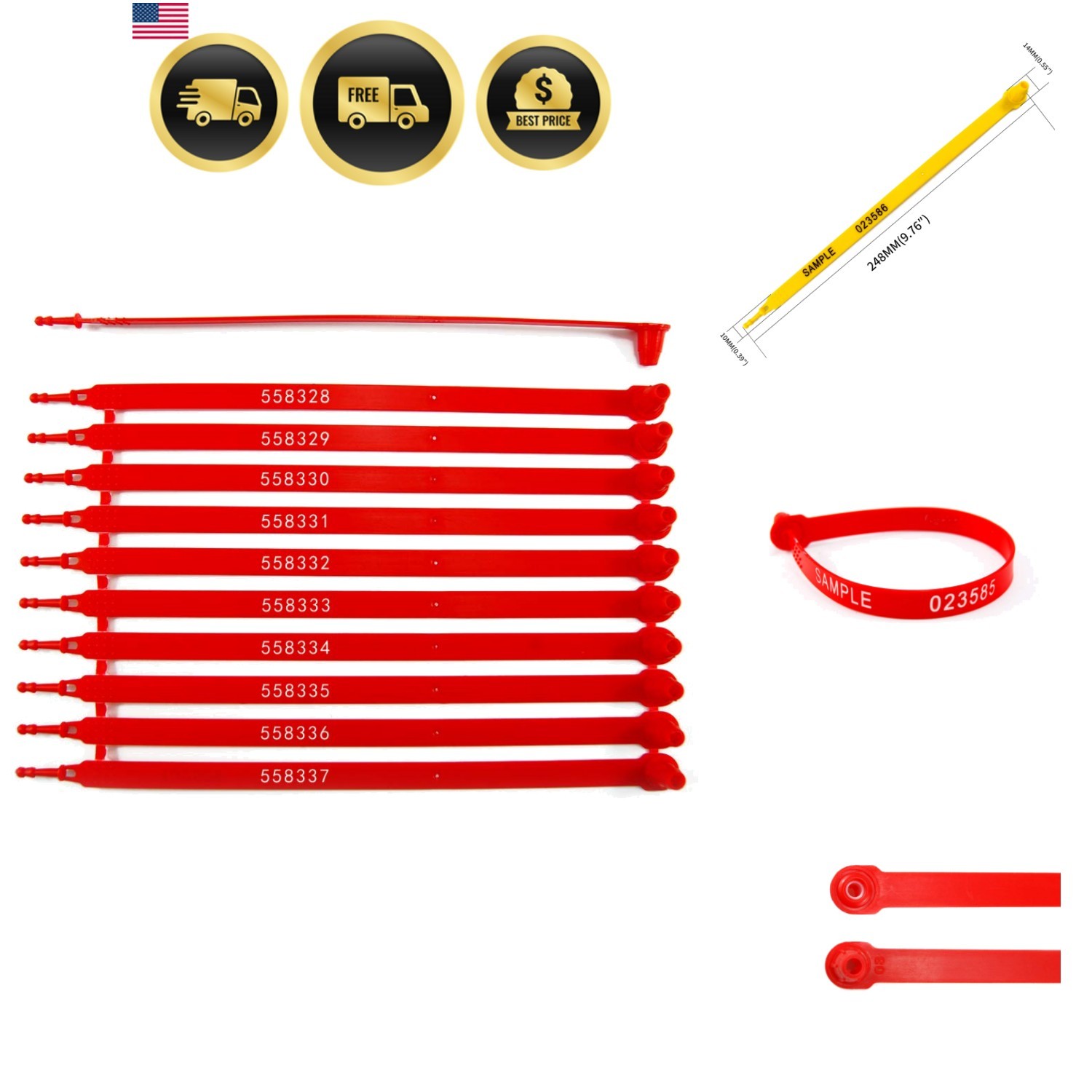 R 100 Red Plastic Seals Truck Trailer Seals Numbered Security Tags Tamper Evi... R 100 Red Plastic Seals Truck Trailer Seals Numbered Security Tags Tamper Evi...