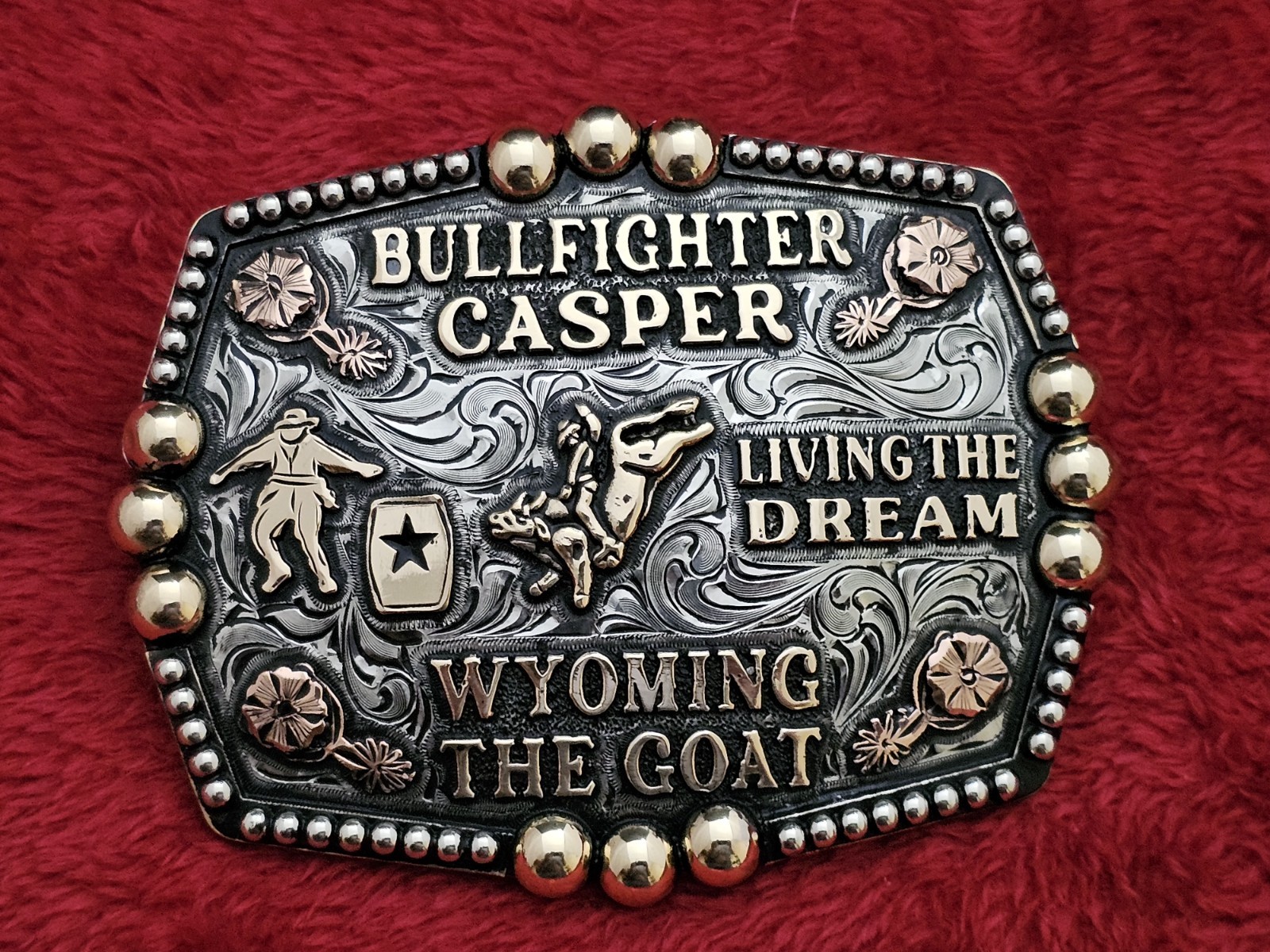 X~Treme ☆THE GOAT☆ BULLFIGHTING RODEO CHAMPION TROPHY BUCKLE☆Casper Wy☆Rare☆377