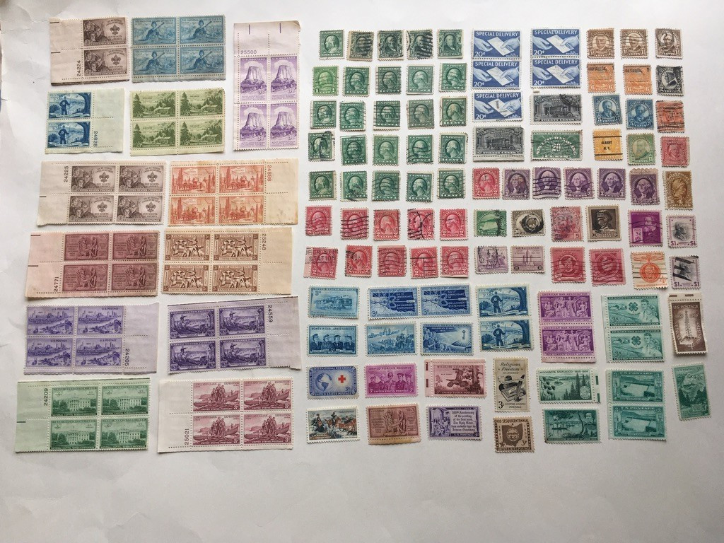 VINTAGE 1800\'s to 1900\'s, 100+ USED US STAMPS & STAMP BLOCK LOT