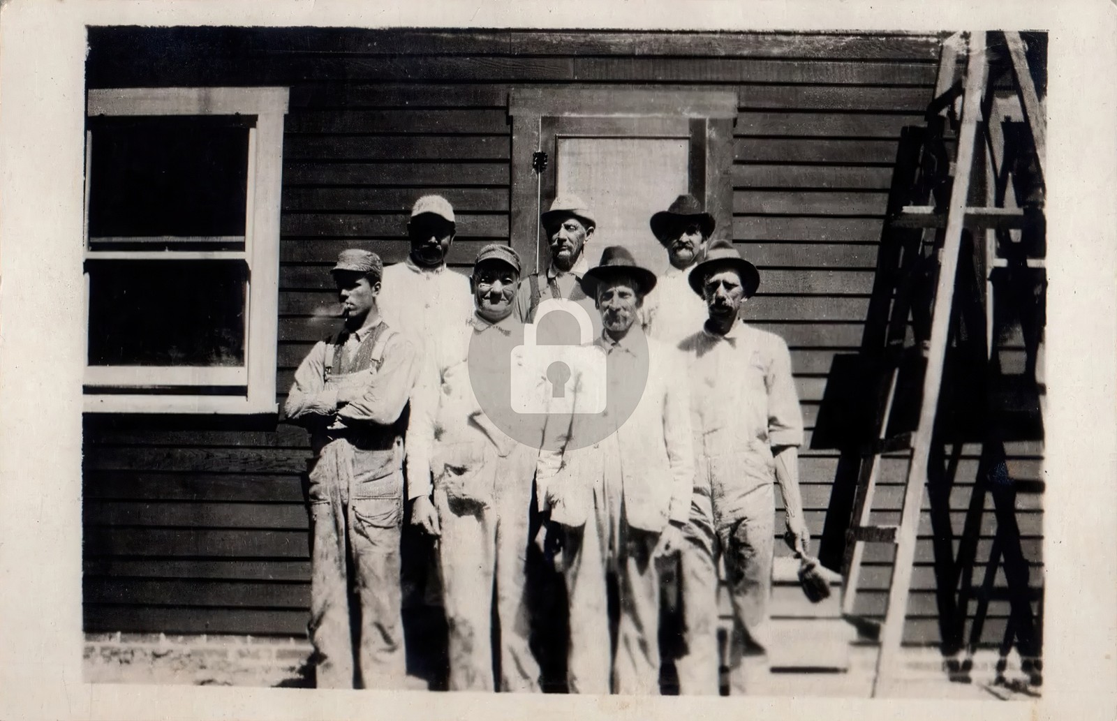 c1910\'s Overalls Painter Occupational House RPPC Photo Postcard COPY c1910\'s Overalls Painter Occupational House RPPC Photo Postcard COPY