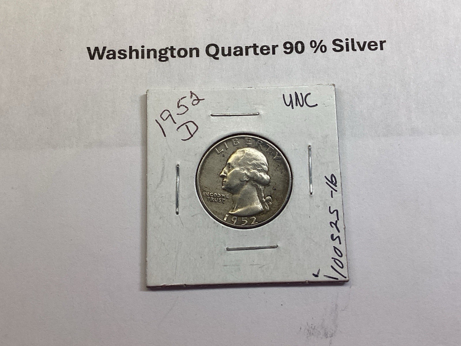1952 D Washington Uncirculated Silver Quarter from Denver Mint 100525 16i