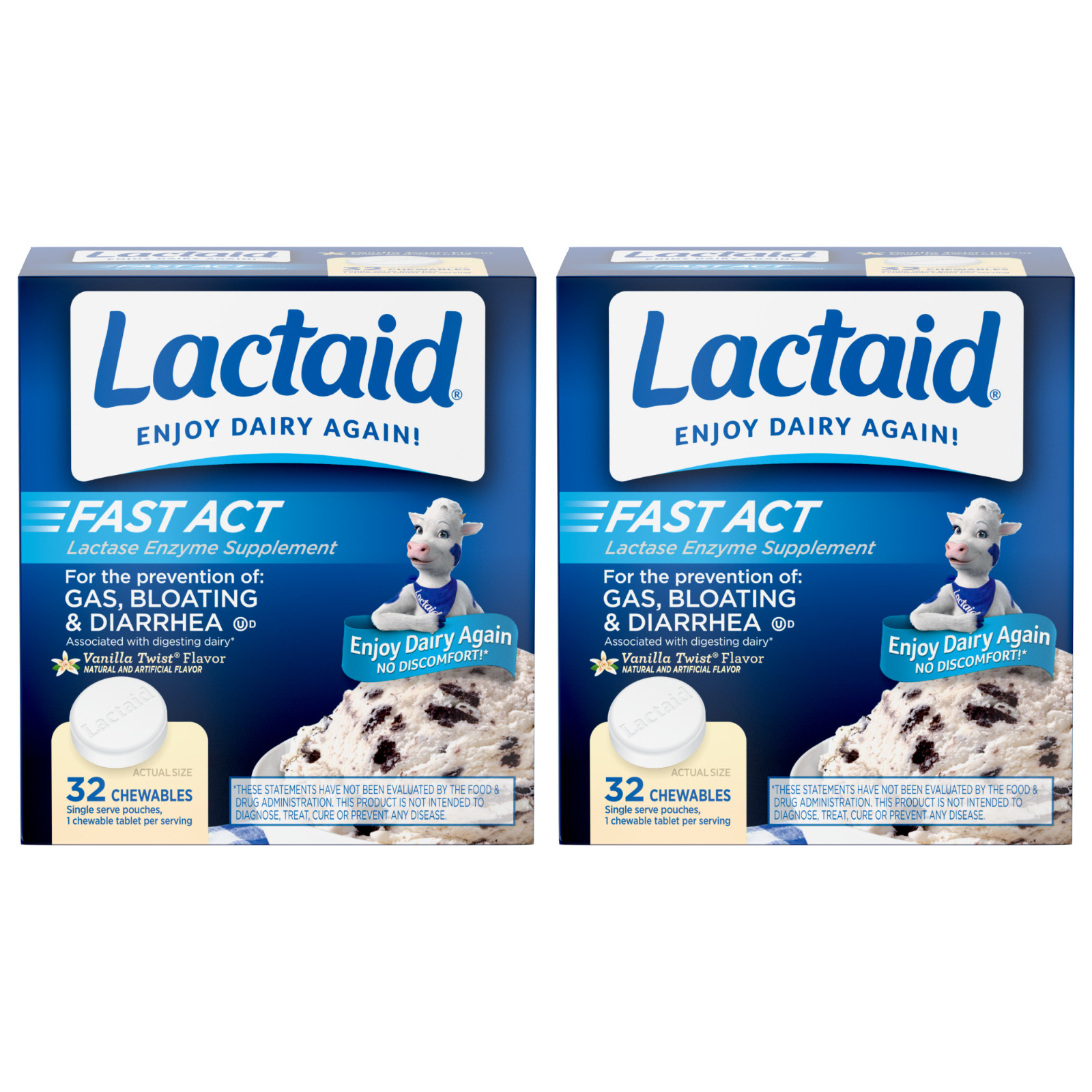 Lactaid Fast Act Lactose Relief Chewables Vanilla 2 Packs 32 x 1 Count Lactaid Fast Act Lactose Relief Chewables Vanilla 2 Packs 32 x 1 Count