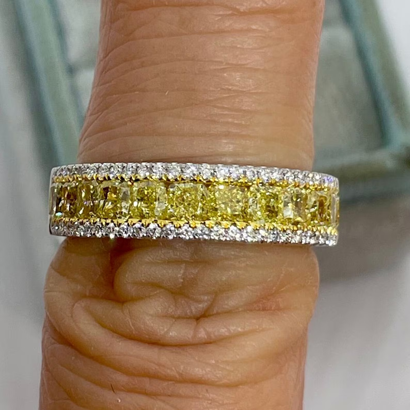 2.55 Ctw Cushion Cut Lab Created Anniversary Unique Ring 14K Yellow Gold Plated.