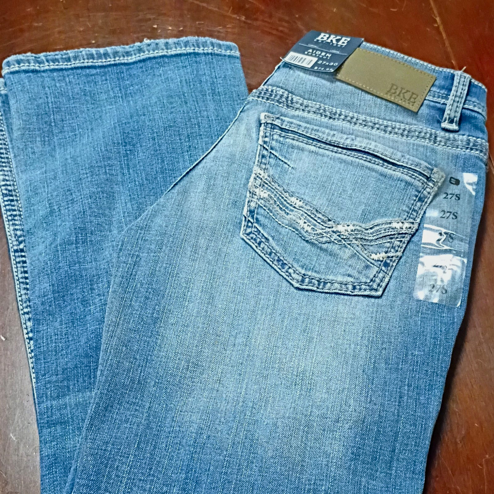 BKE Denim Men’s Bootcut Jeans Slim Fit Low Rise Light Wash Blue Denim NWT