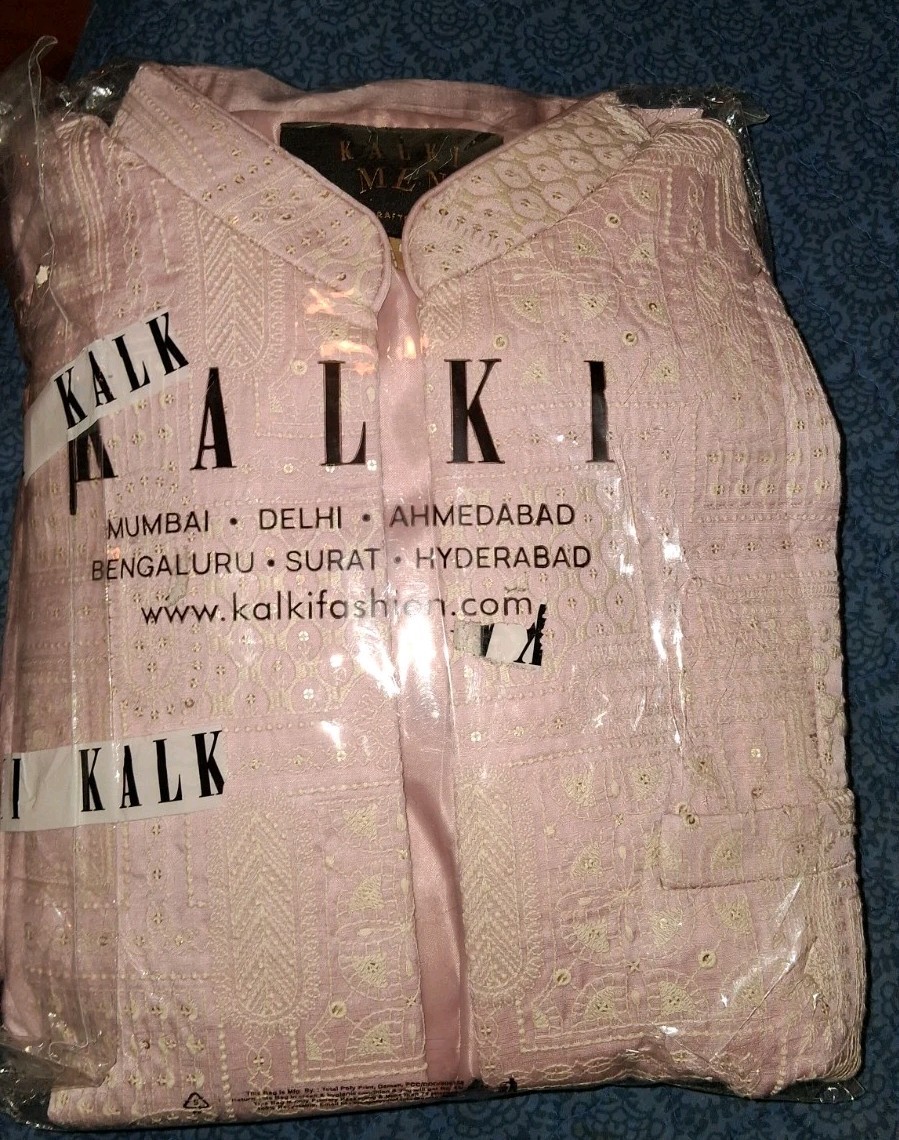 Kalki Fashions Kurta 3 PC  Tunic, Shirt, Pants Muted Lavender Sequin  Size 44