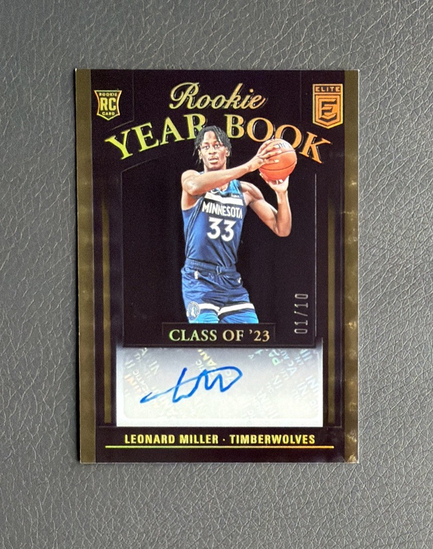 2023-24 LEONARD MILLER 01/10 AUTO PANINI DONRUSS ELITE YEAR BOOK ROOKIE RC