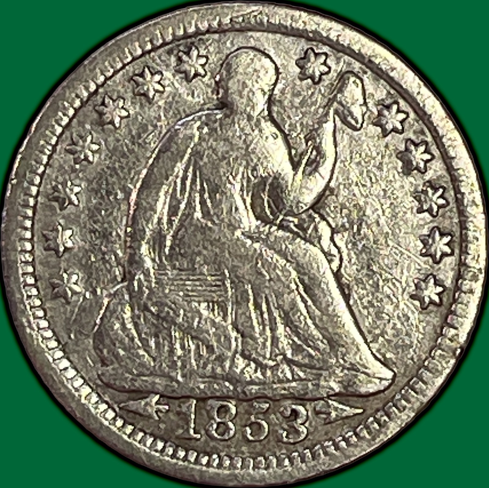 1853 Arrows Seated Liberty Half Dime Very Fine VF Coin #48093