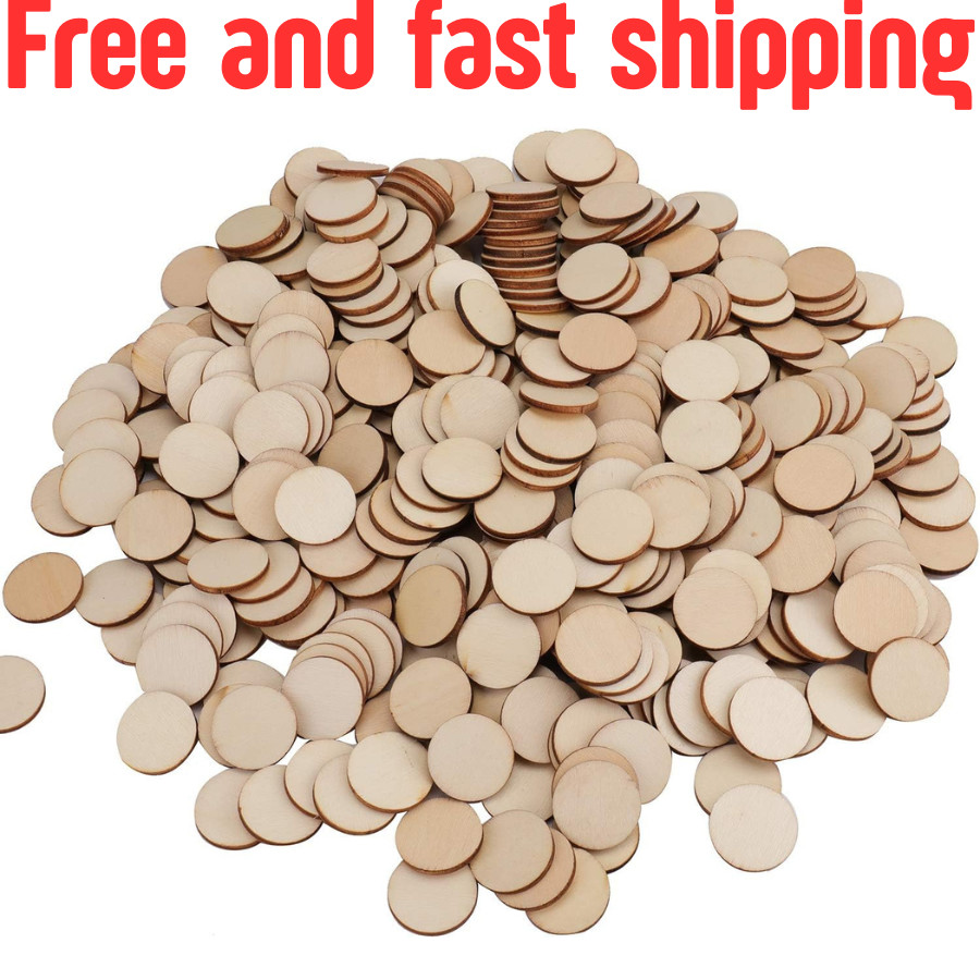 400 Pieces 1 Inch Unfinished Wood Craft Circle Cutouts round Natural Wooden Disc