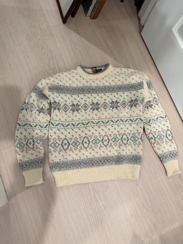 Vintage Eddie Bauer Wool Fair Isle Sweater Medium Made in USA
