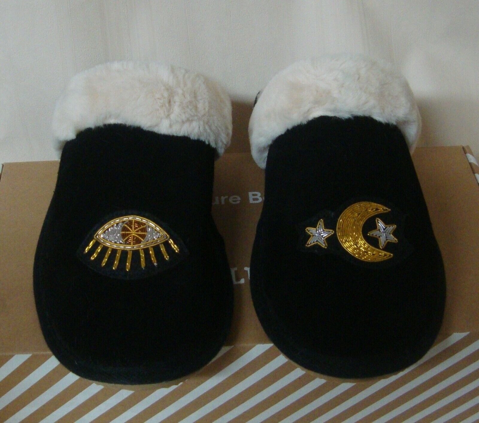 Soludos  Anthropologie Black CELESTIAL Cozy Slip on Slippers Women\'s Size 6 NIB
