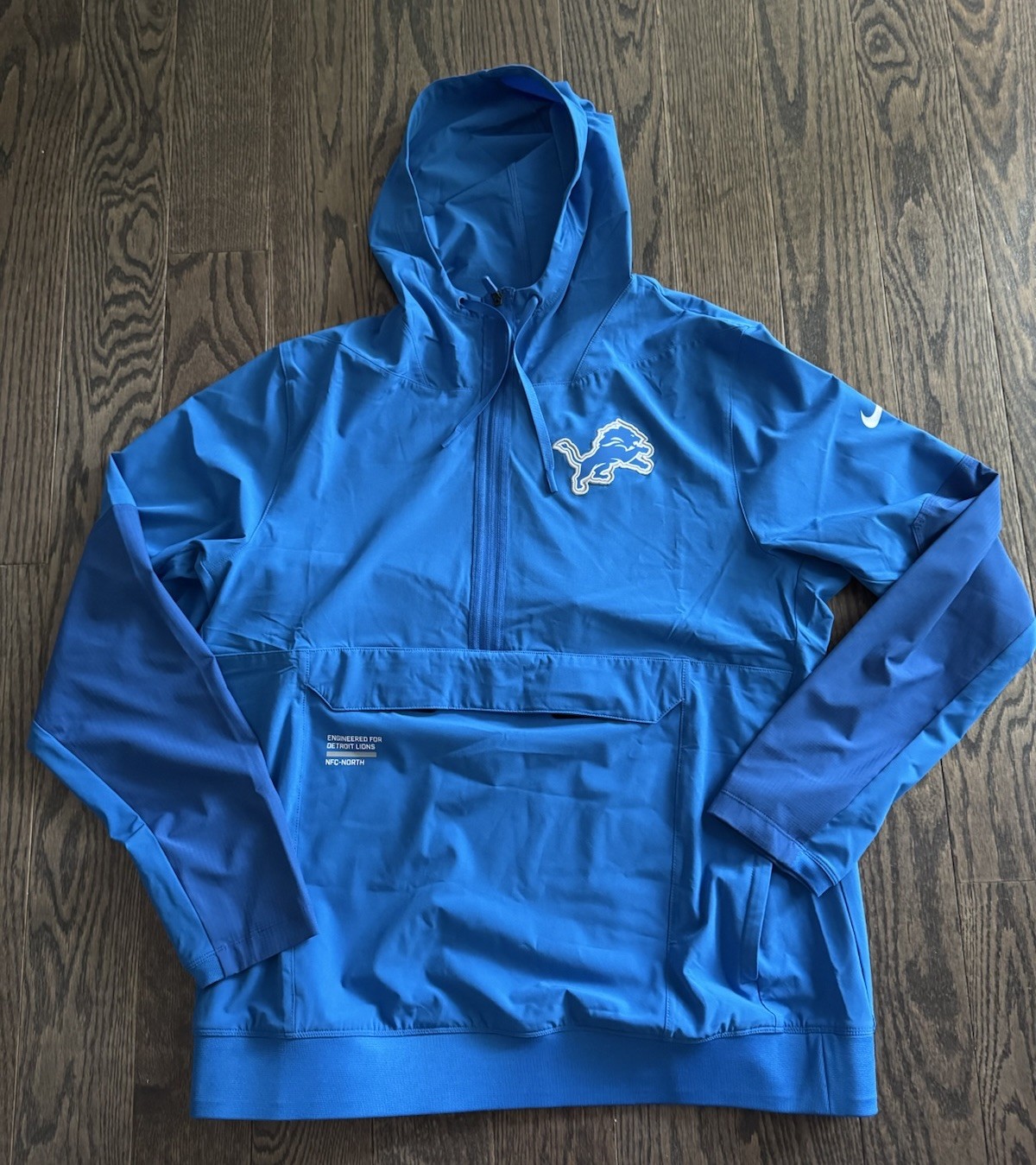 Nike Men’s Large Detroit Lions Football Hooded Half-Zip Anorak Jacket Blue NEW Nike Men’s Large Detroit Lions Football Hooded Half-Zip Anorak Jacket Blue NEW
