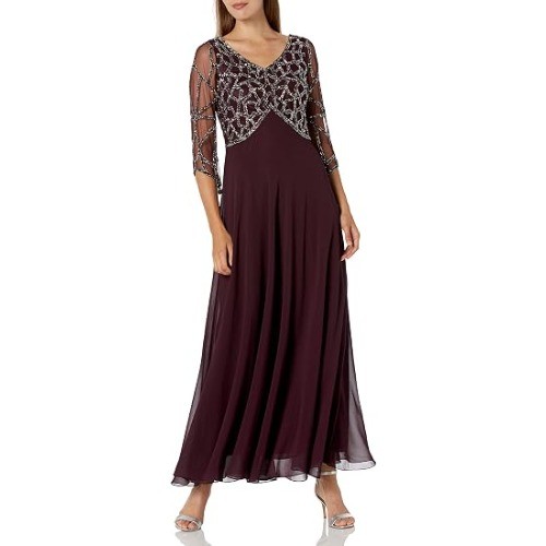 J Kara Petite Beaded Dress - 10  Vino