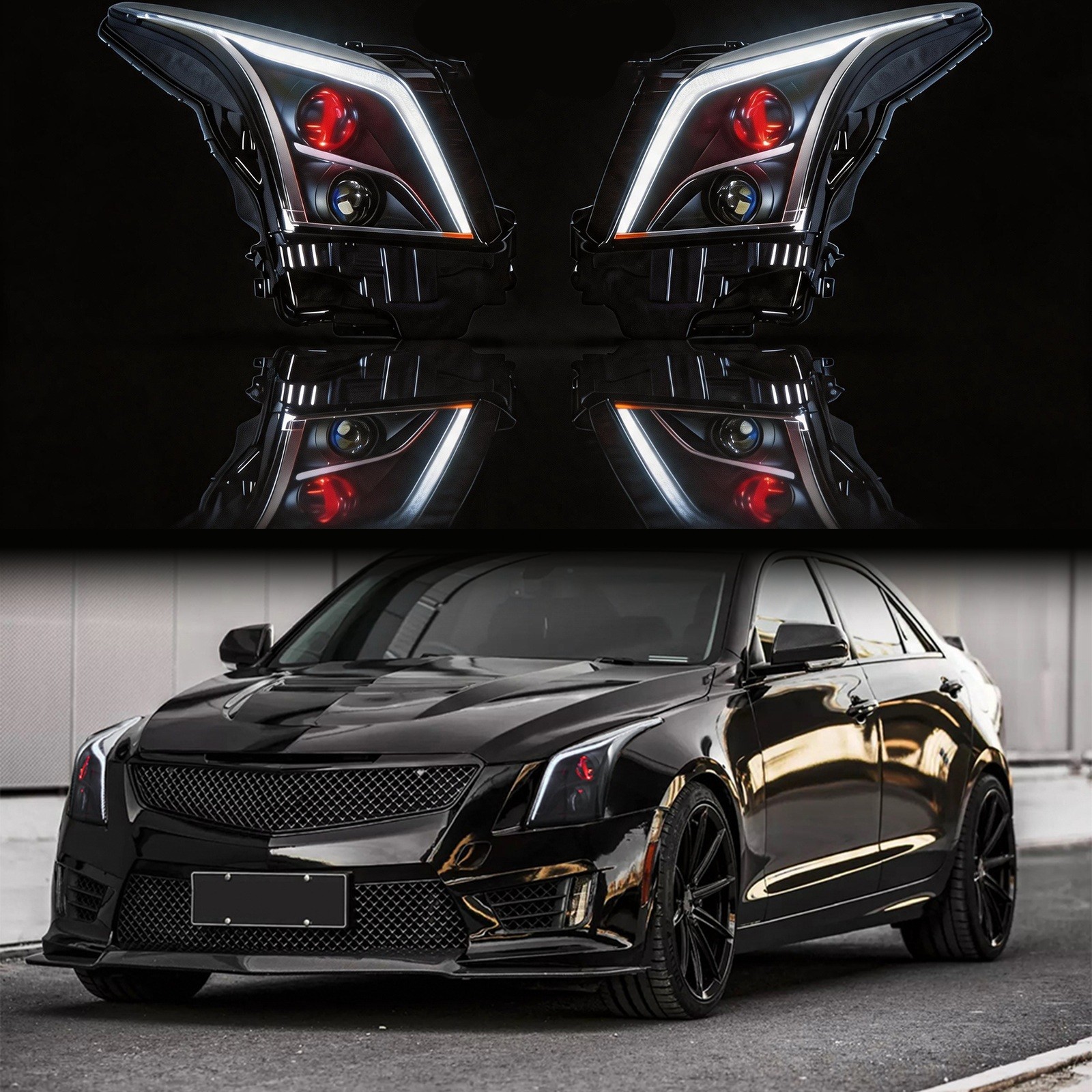 Pair For 2013-2019 Cadillac ATS LED Sequential Headlights Assembly Animation DRL Pair For 2013-2019 Cadillac ATS LED Sequential Headlights Assembly Animation DRL