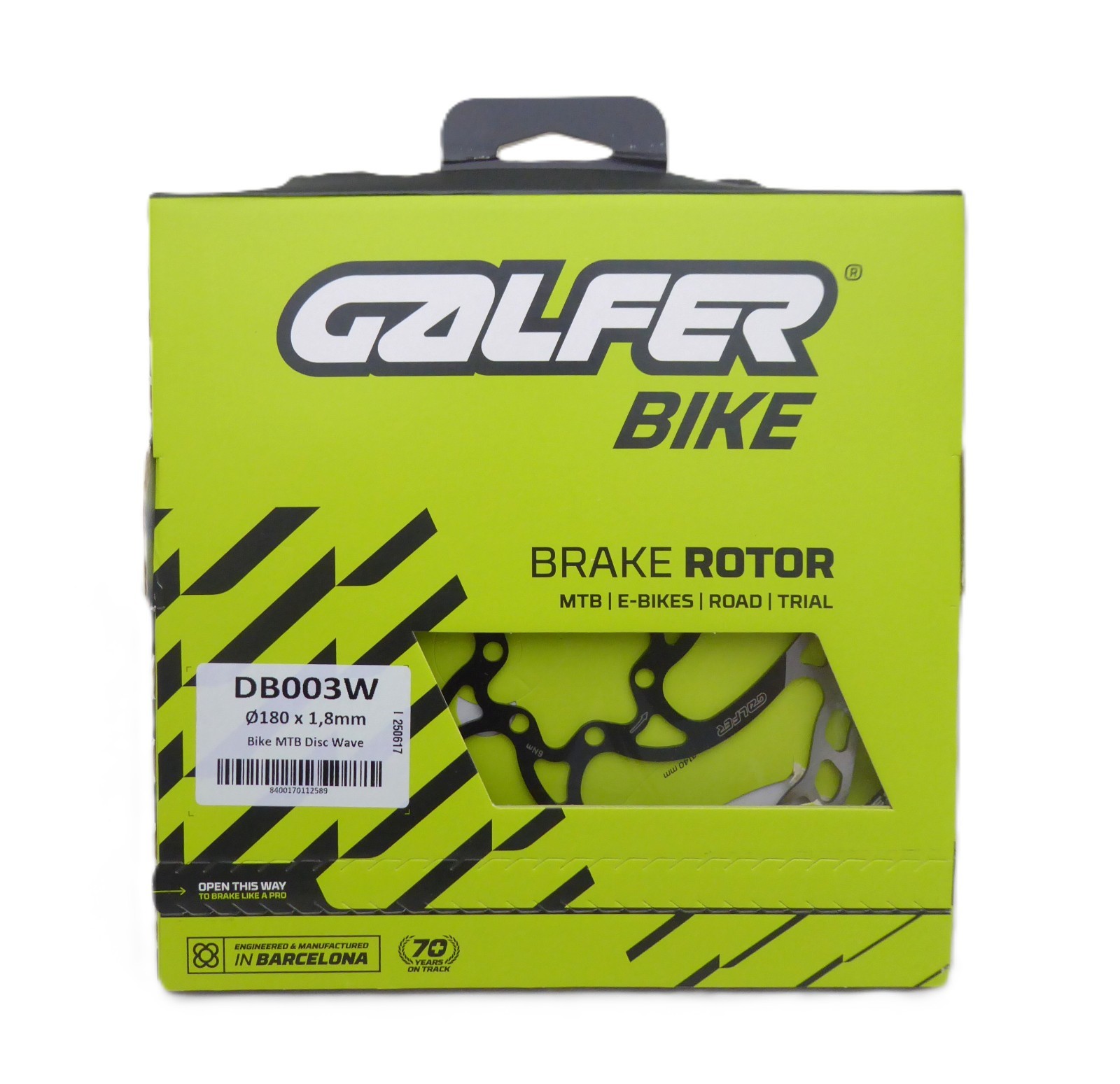 Galfer 180mm Wave MTB Disc Brake Rotor - 6-Bolt, High Carbon Stainless Steel,