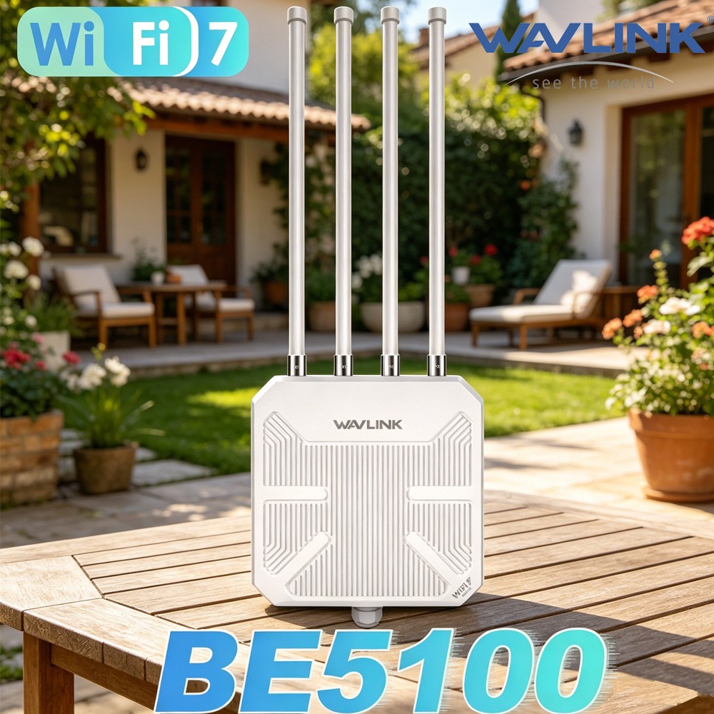 WAVLINK WiFi 7 Outdoor Wifi Extender BE5100 Router Long Range Dual Band IP67 POE