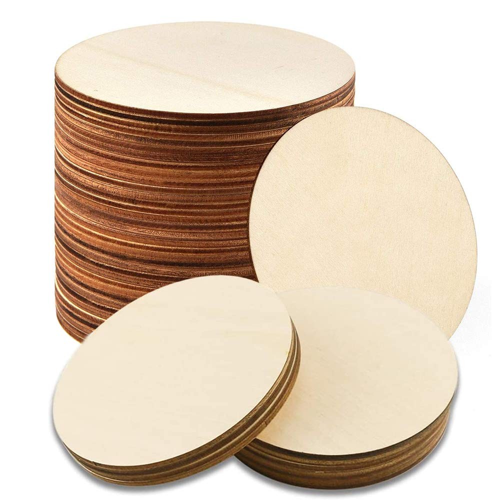 WLIANG 25 Pcs 4 Inch Wood Circles, Unfinished 4inch, wooden circles2 WLIANG 25 Pcs 4 Inch Wood Circles, Unfinished 4inch, wooden circles2