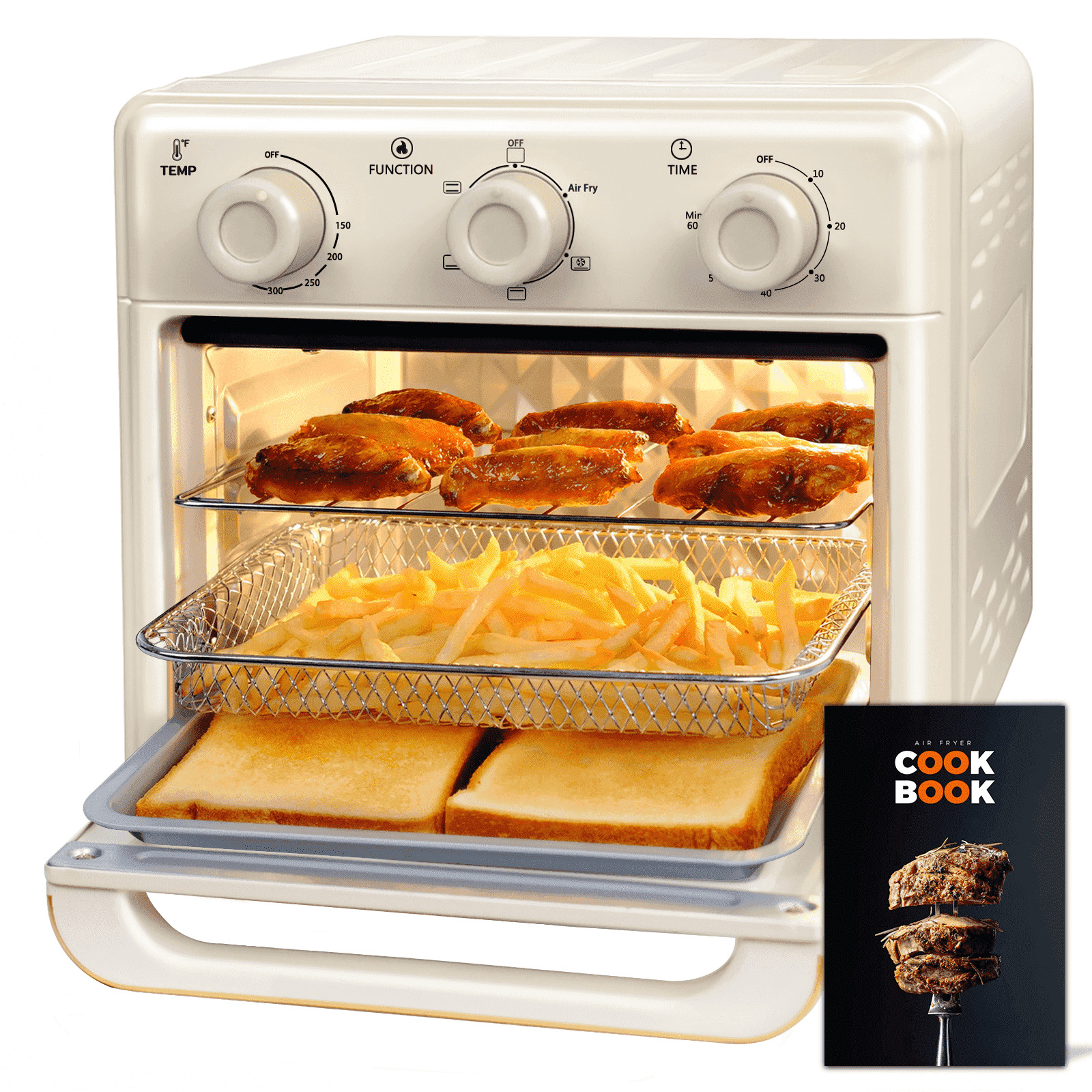 MFVV 10.6QT Toaster Oven Air Fryer Combo, 1000W, 3-Layer Cooking, 6 Functions,