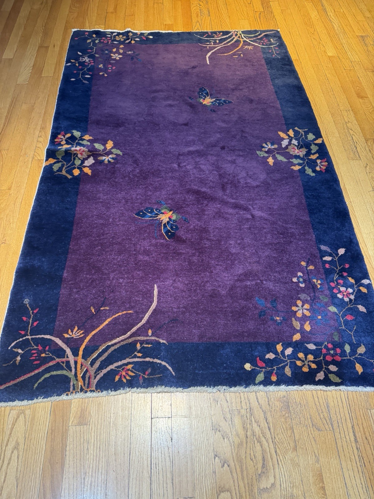 Unbelievable Antique Purple Chinese Art Deco Rug 4’2 X 6’6 Mint Condition Unbelievable Antique Purple Chinese Art Deco Rug 4’2 X 6’6 Mint Condition