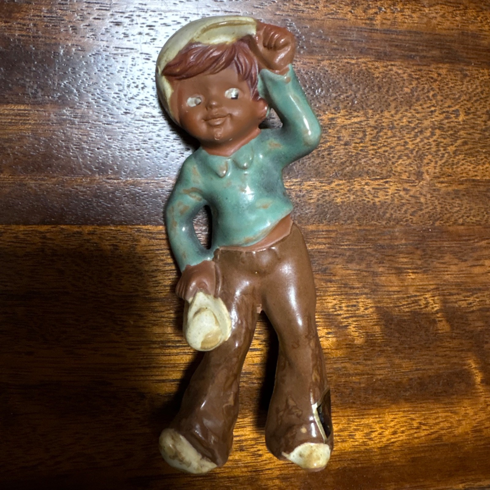 Vintage 1970s Ceramic Boy Figurine Original Art Craft Made by Masters Japan Retr