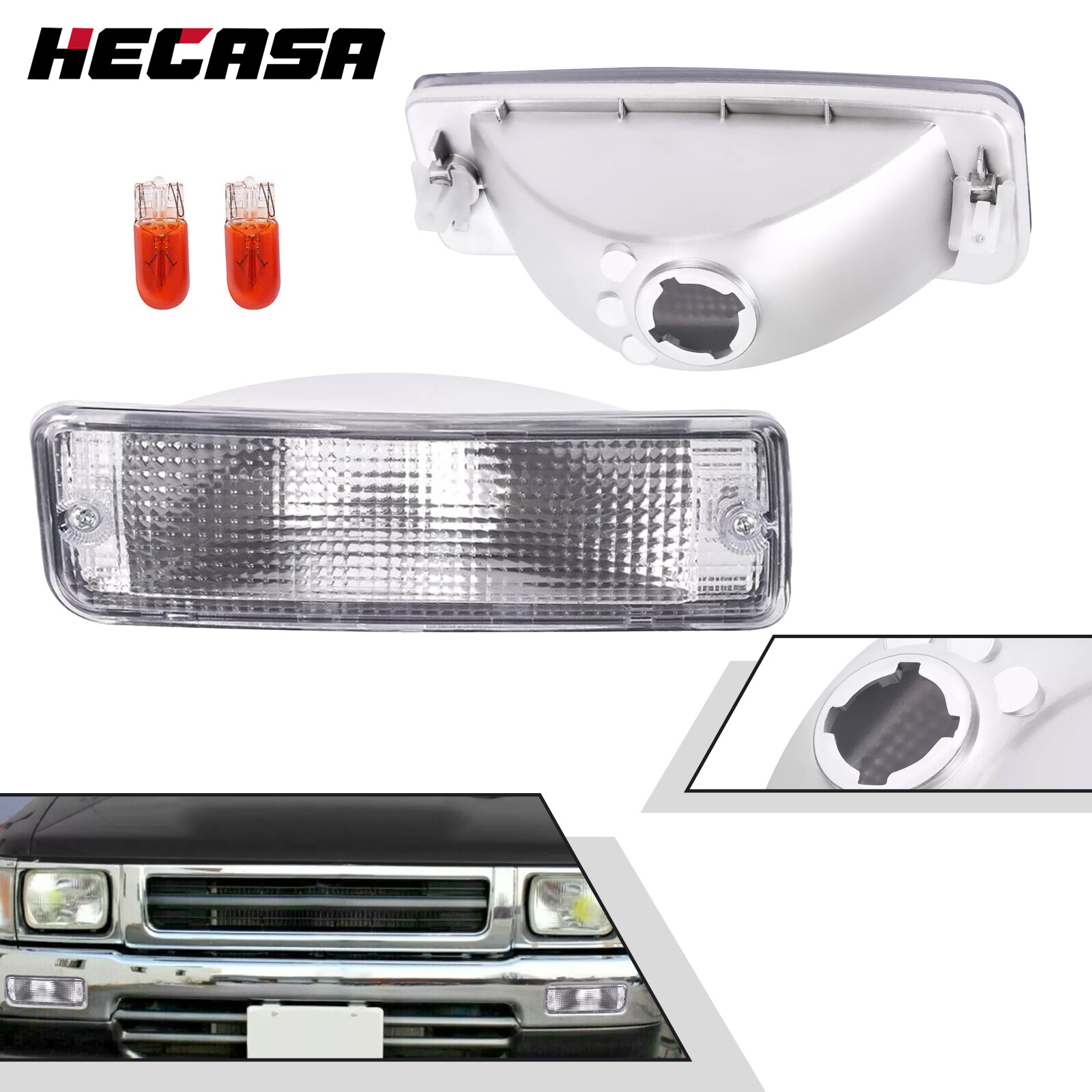 HECASA 2X Clear Turn Signal Lights For Toyota 4Runner & Pick-Up Truck 2WD 89-95