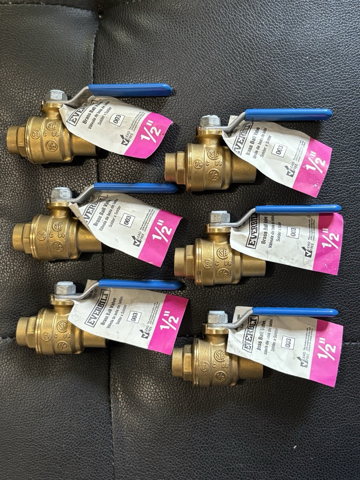 EVERBILT ( MADE IN ITALY ) 1/2 in LEAD FREE Brass Ball Valve LOT OF 6 New EVERBILT ( MADE IN ITALY ) 1/2 in LEAD FREE Brass Ball Valve LOT OF 6 New
